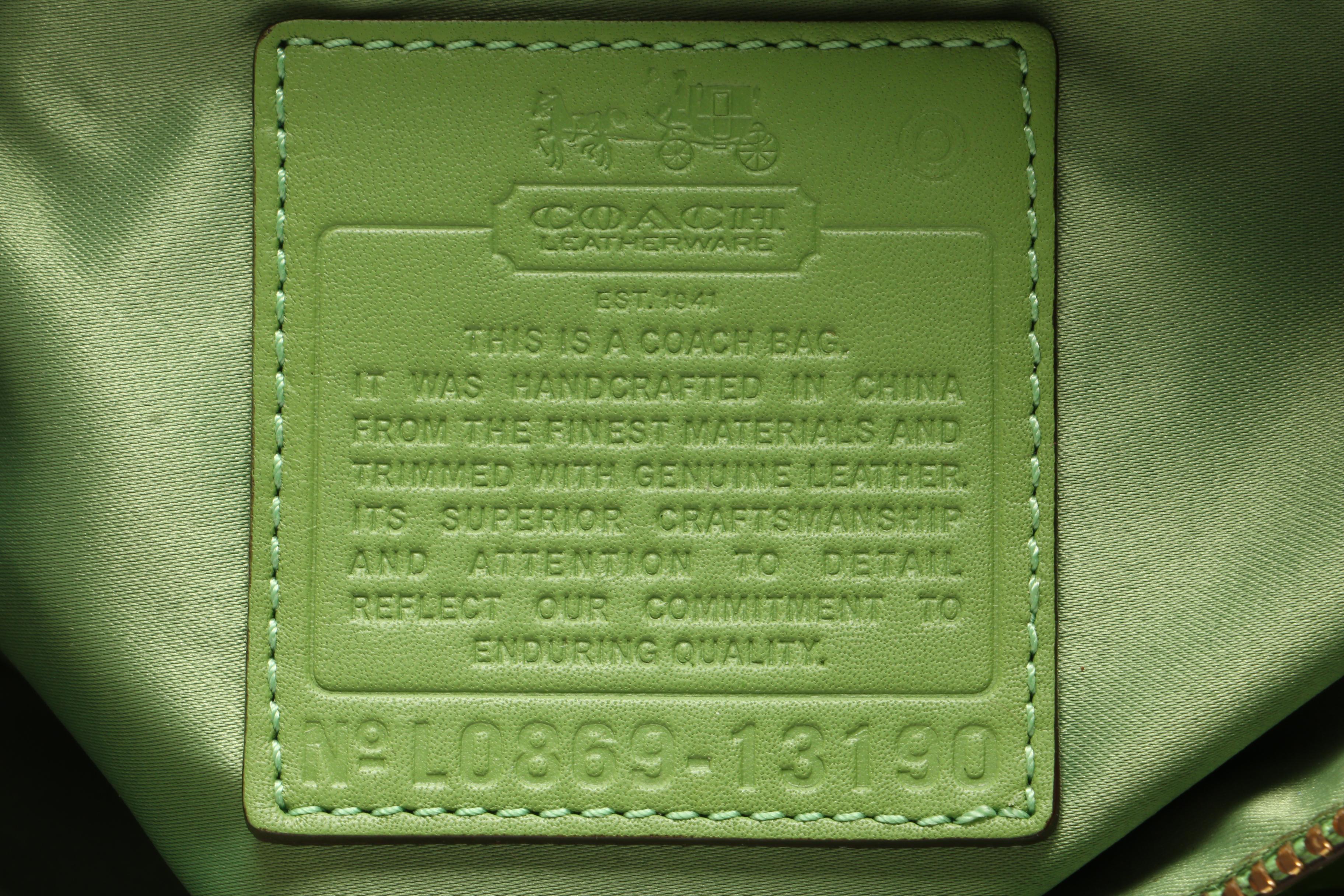 Coach Lime Green Heritage Stripe Duffel Handbag and Spartina Paisley Canvas Bag