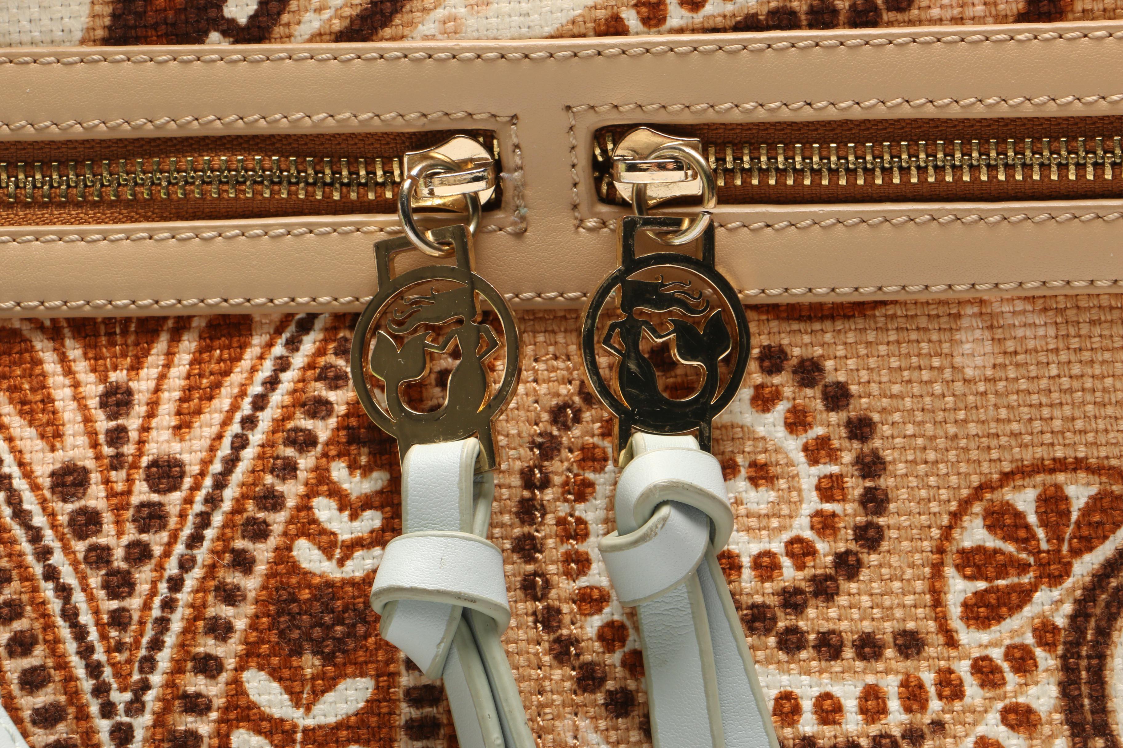 Coach Lime Green Heritage Stripe Duffel Handbag and Spartina Paisley Canvas Bag