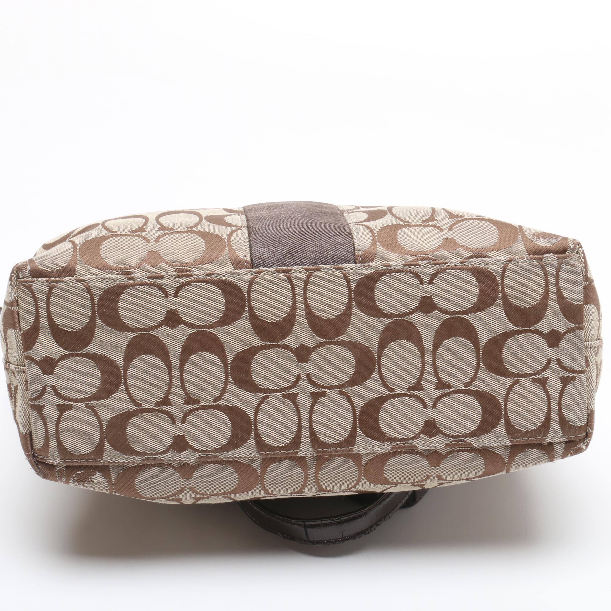 Coach Buckle Flap Suede Shoulder Bag and Signature Stripe Tote Bag