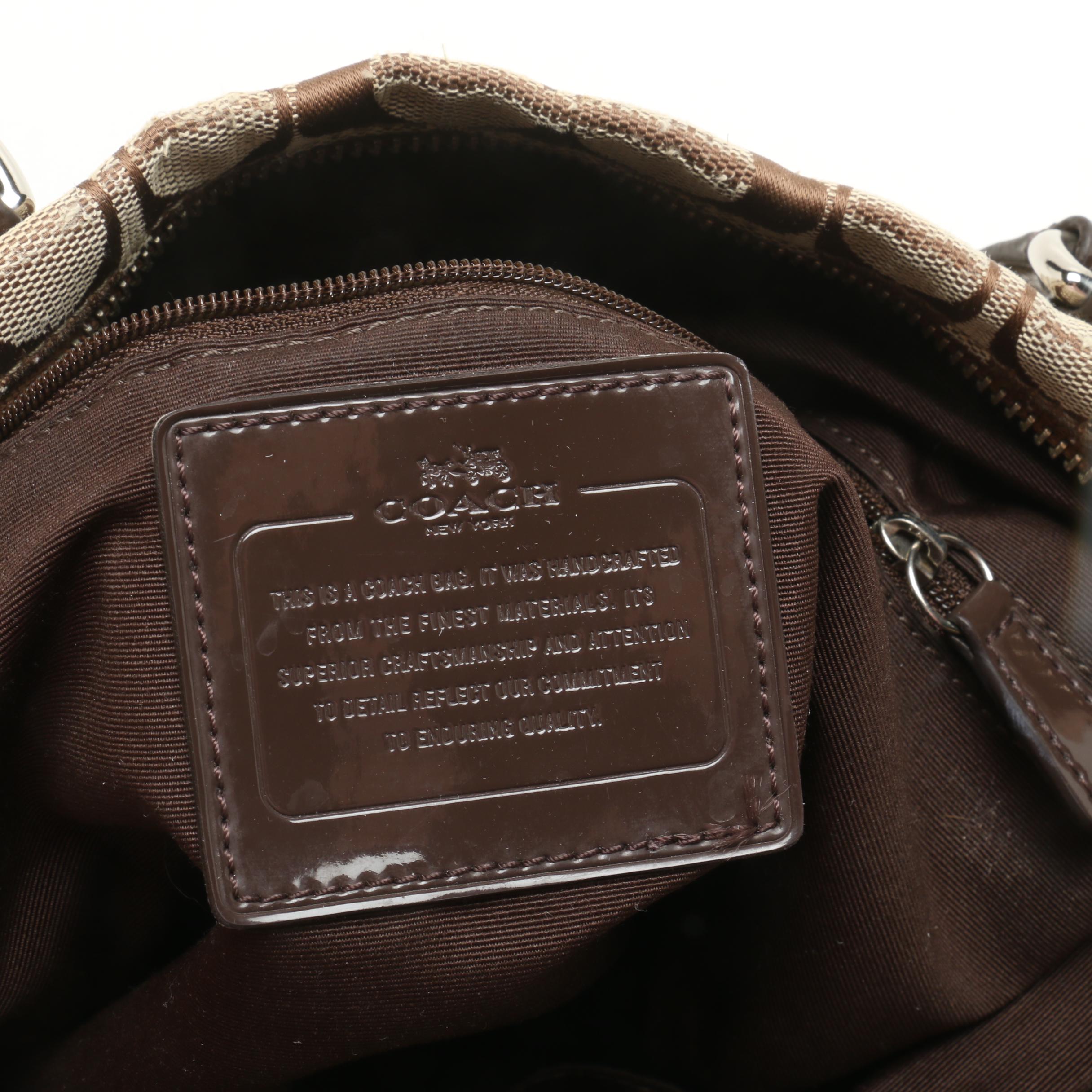 Coach Buckle Flap Suede Shoulder Bag and Signature Stripe Tote Bag