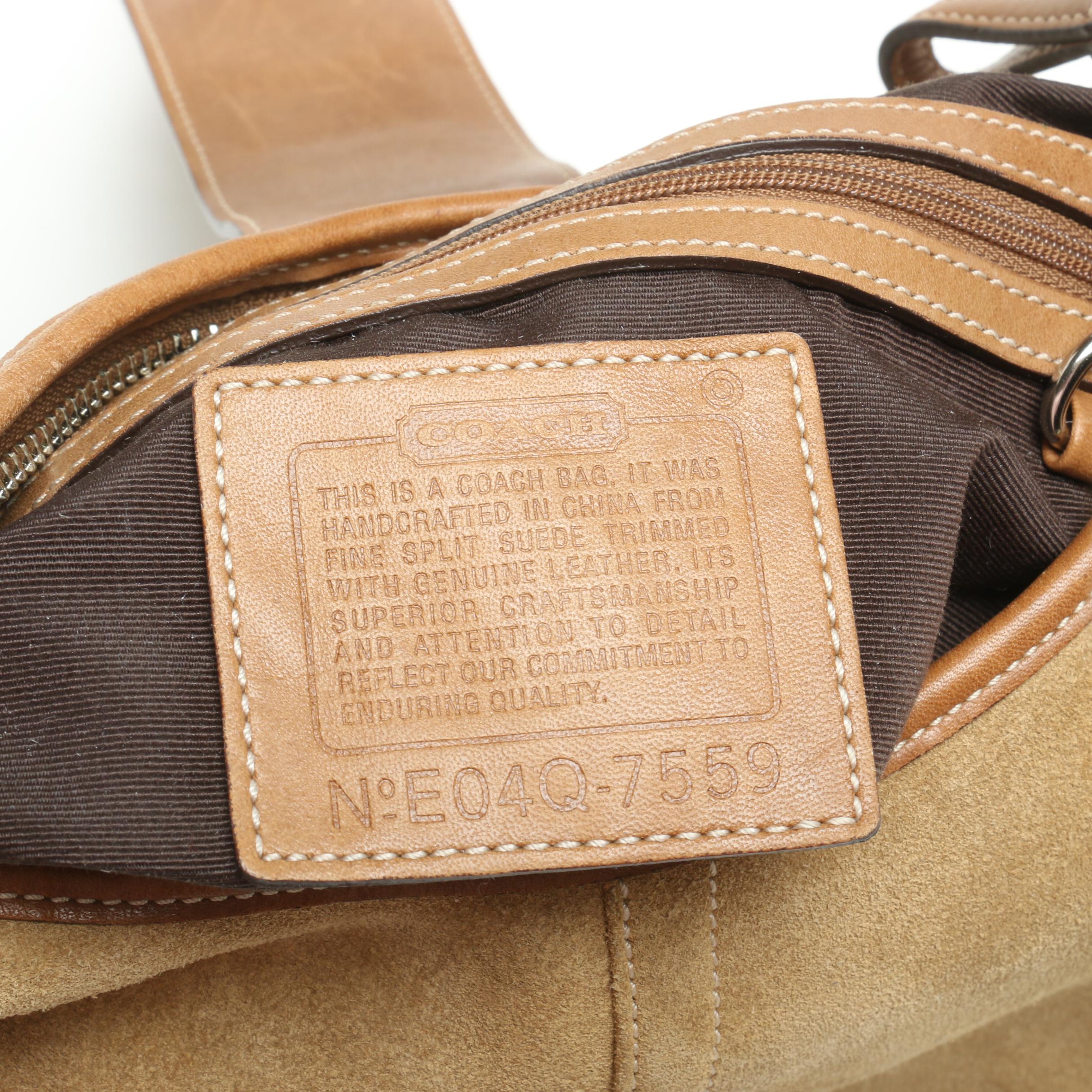 Coach Buckle Flap Suede Shoulder Bag and Signature Stripe Tote Bag