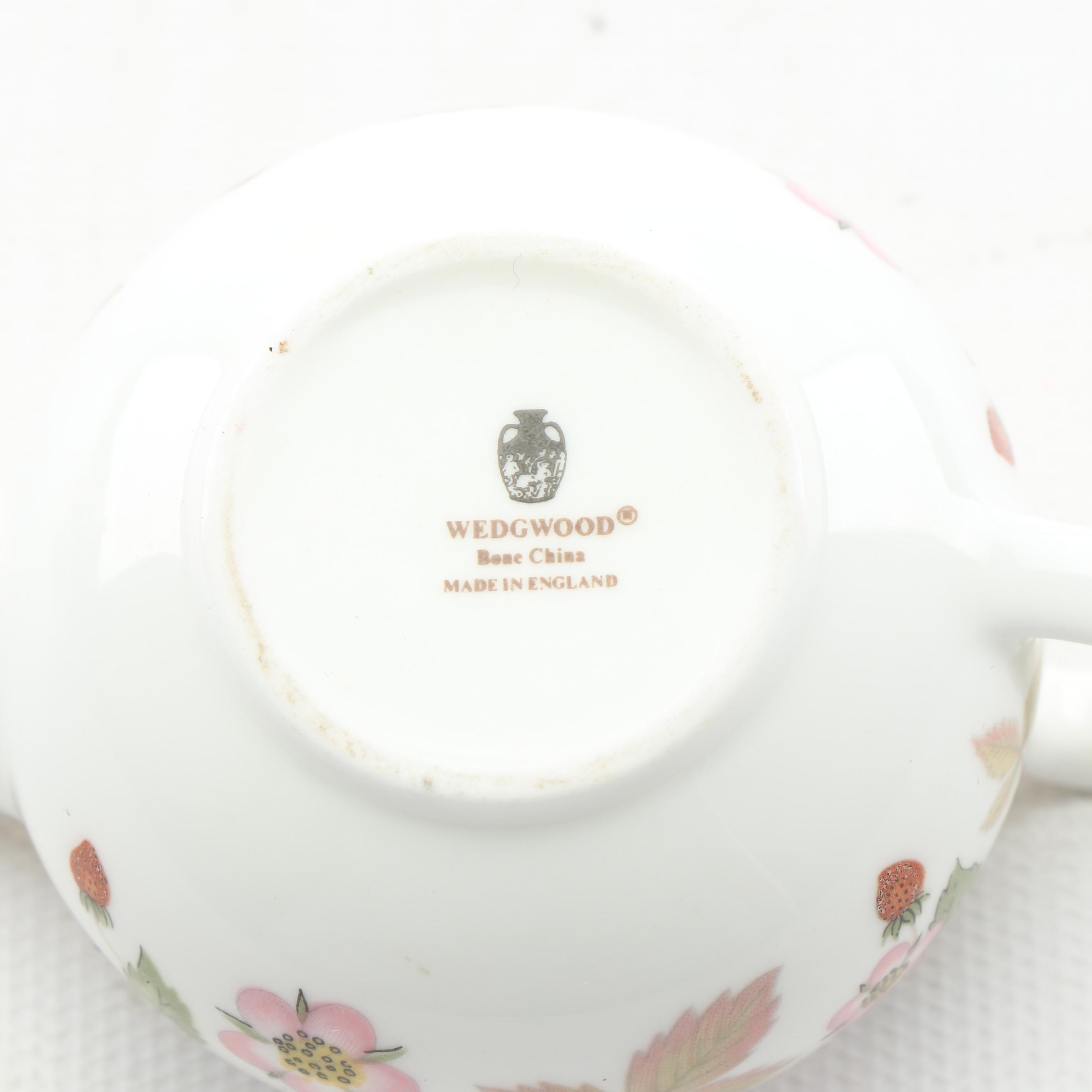 Hall 2-Cup Gold Lustre Teapot and Wedgwood "Wild Strawberry" Miniature Teapot