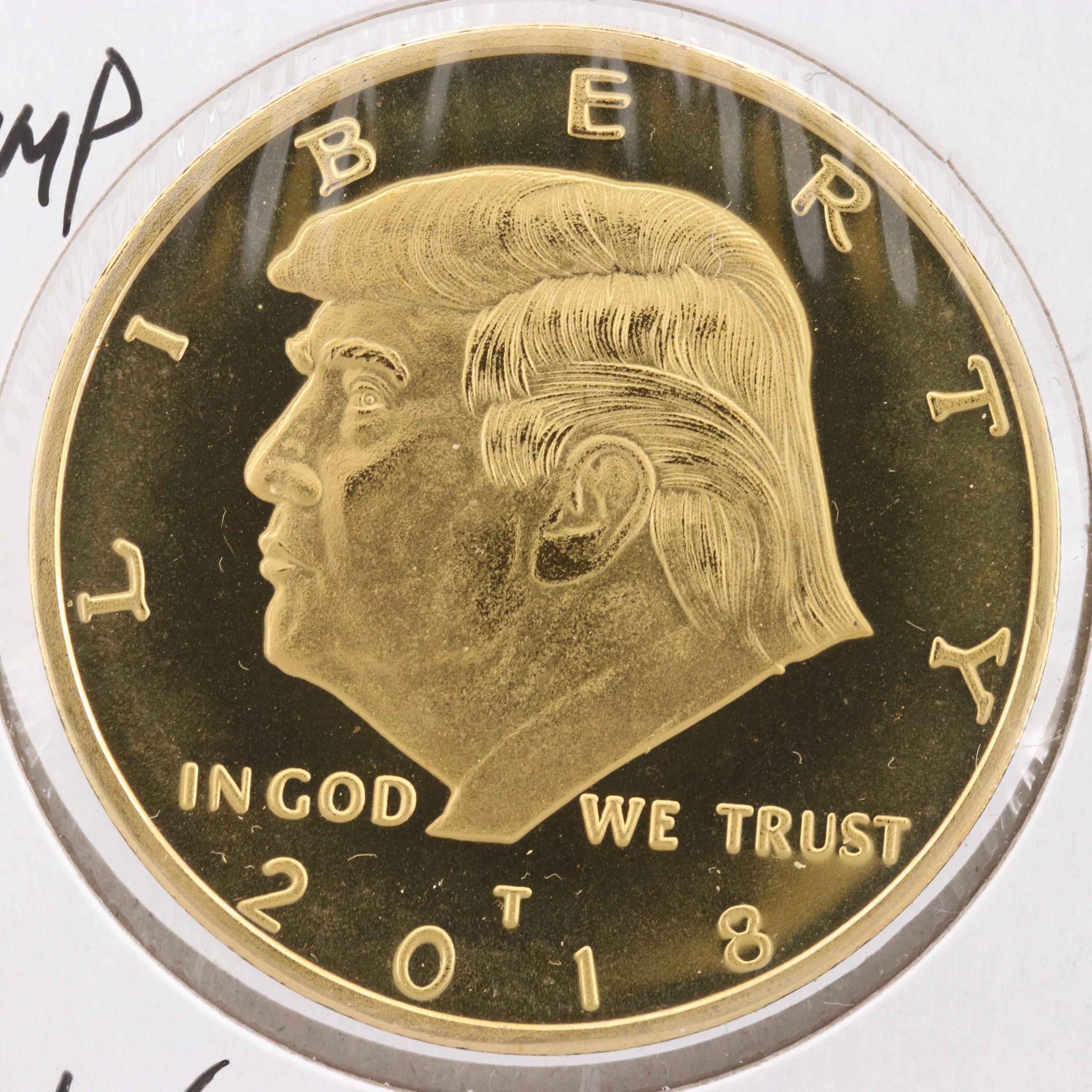 Gold Plated 2018 Donald Trump 45th President Coin