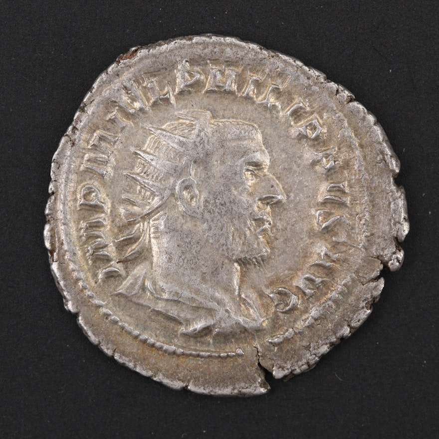 Ancient Roman Imperial Philip I AR Antoninianus, ca. 244 A.D.