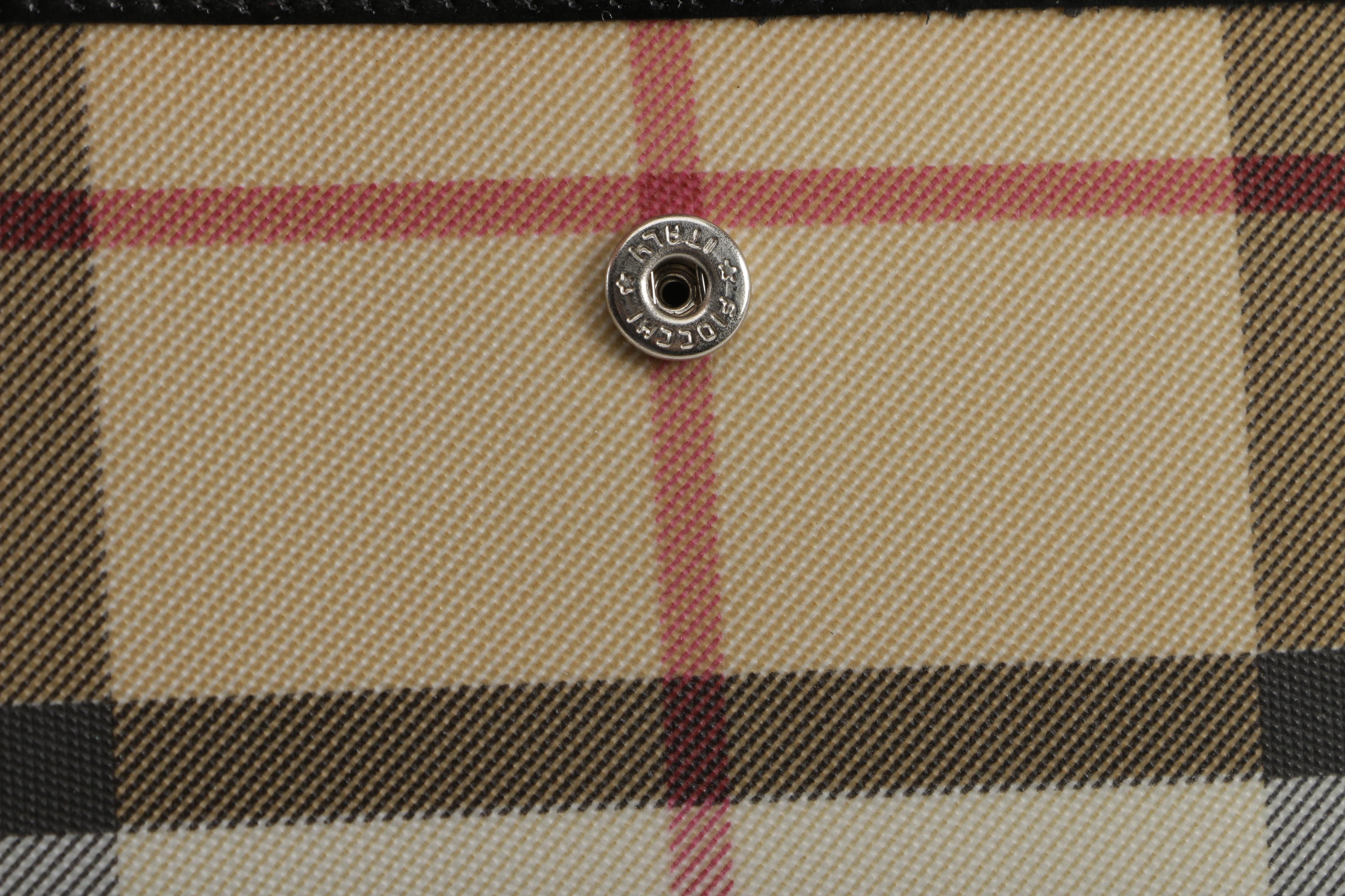 Burberry London "Nova Check” Coated Canvas and Black Leather Bifold Wallet