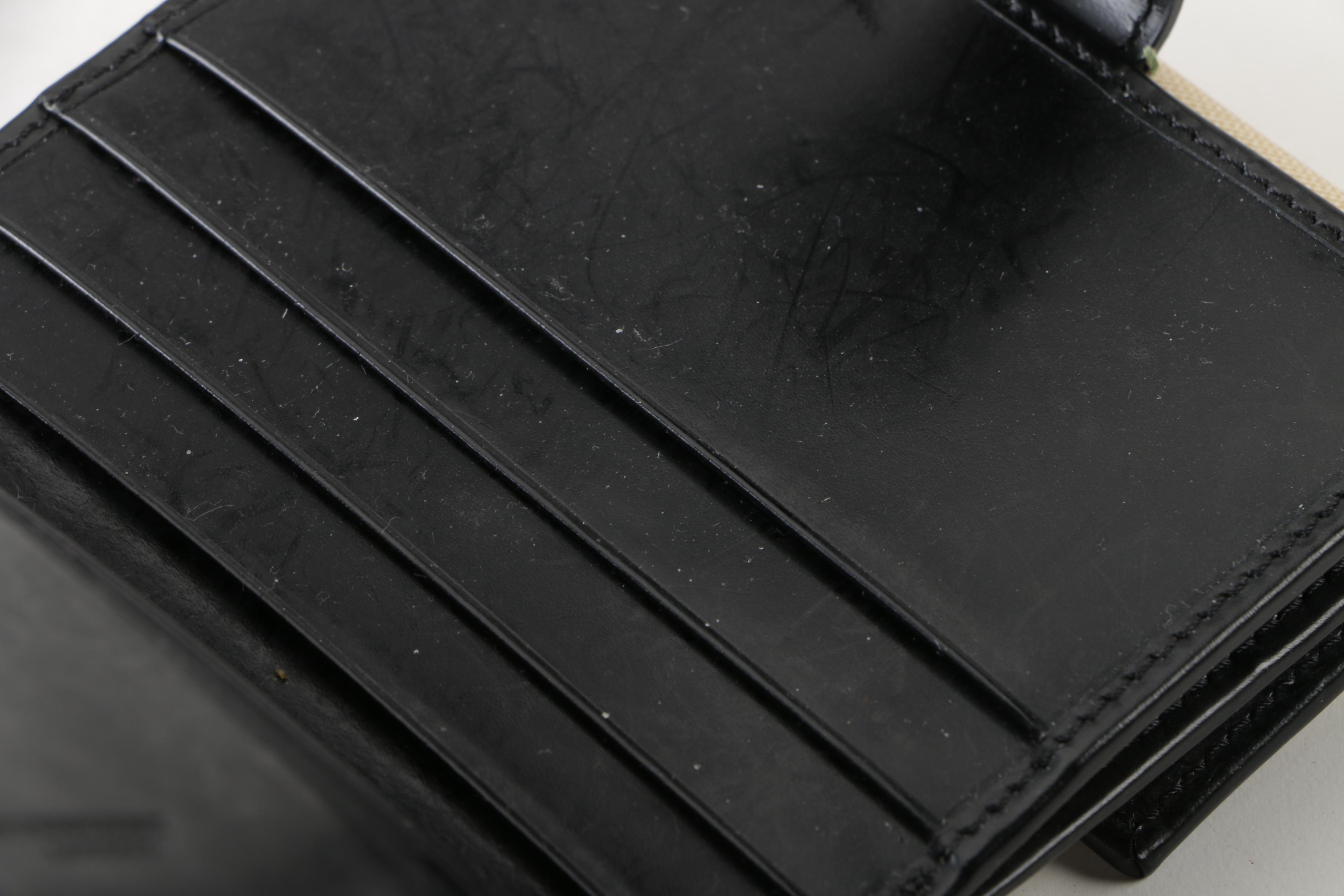 Burberry London "Nova Check” Coated Canvas and Black Leather Bifold Wallet