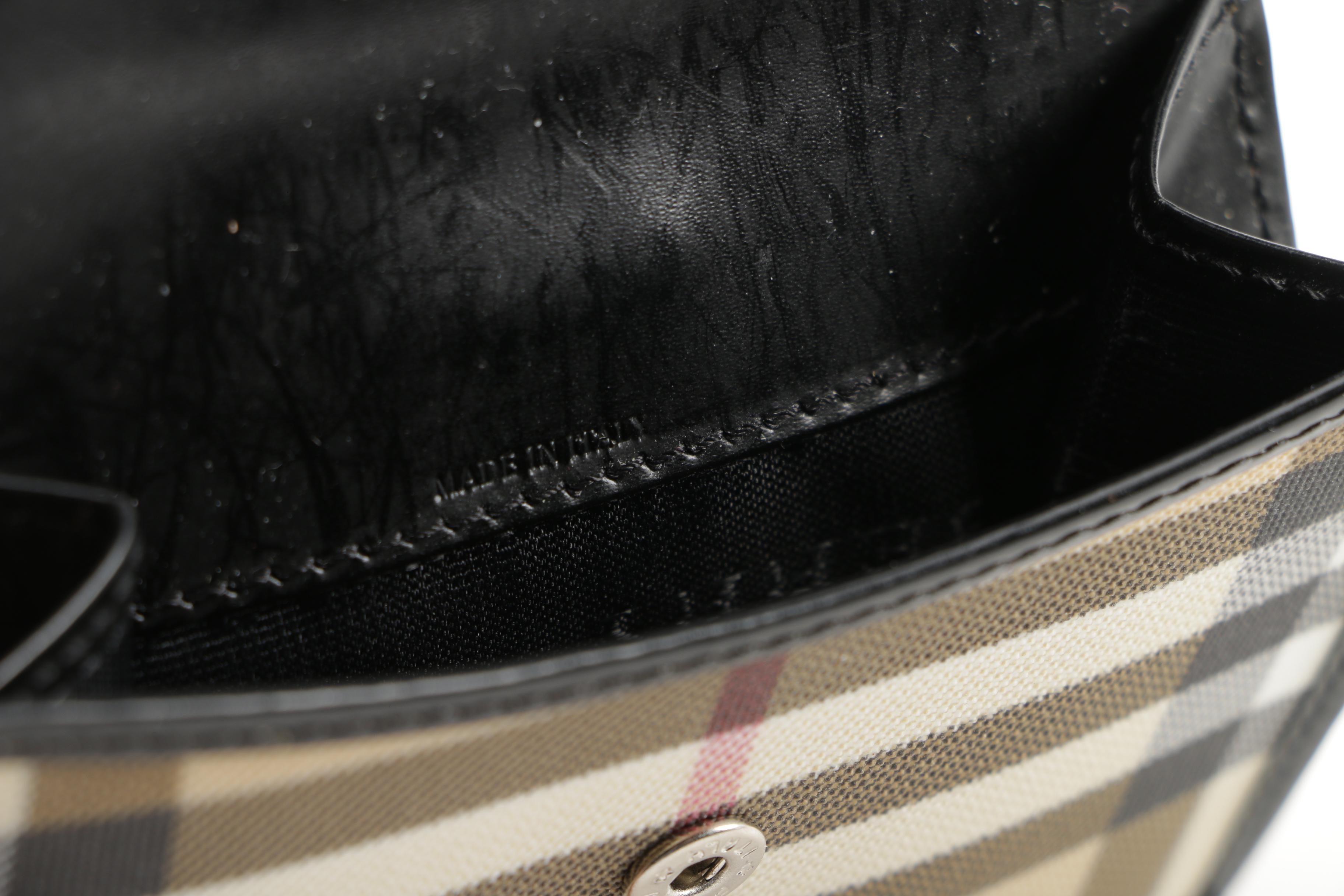 Burberry London "Nova Check” Coated Canvas and Black Leather Bifold Wallet