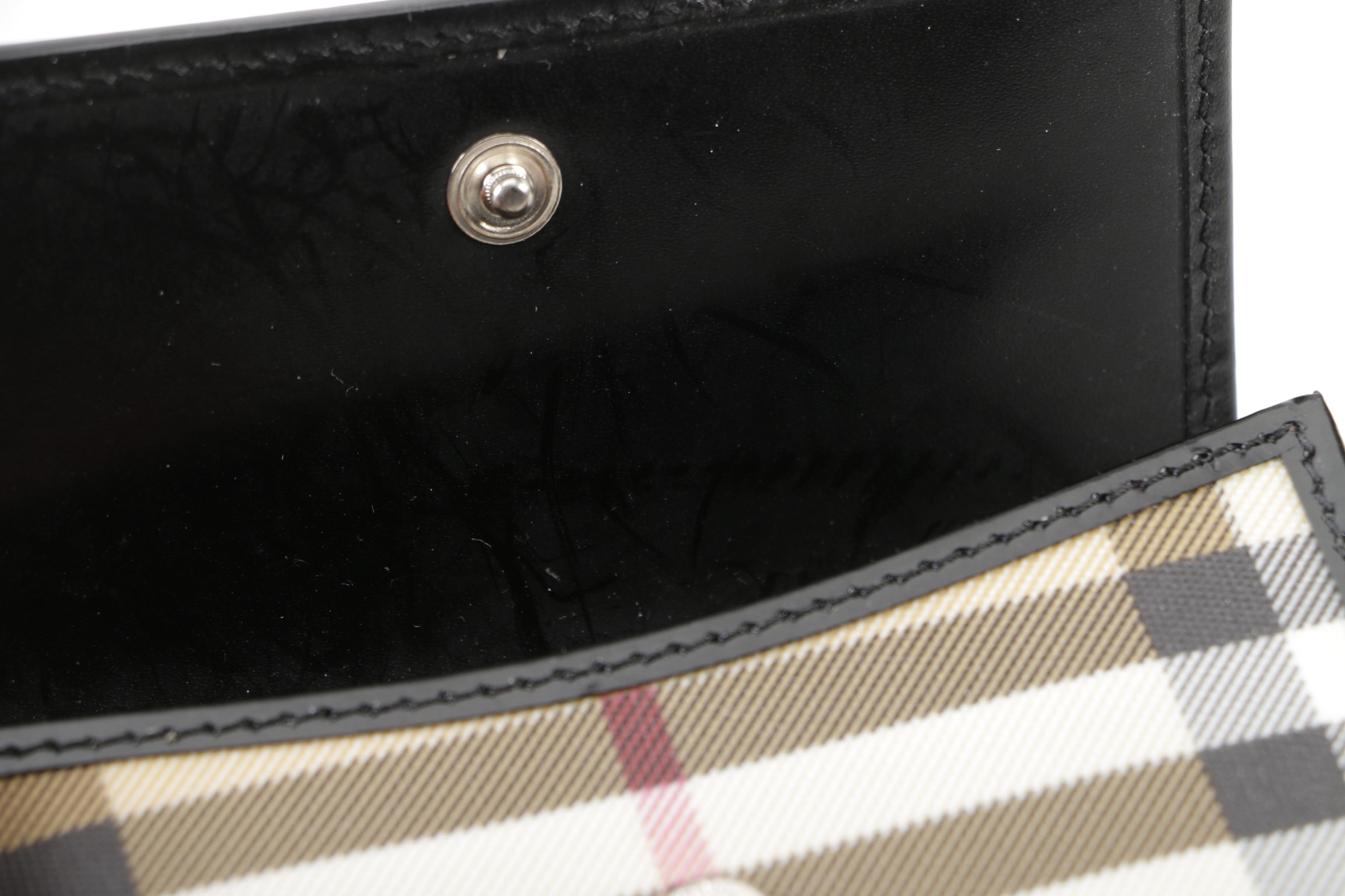 Burberry London "Nova Check” Coated Canvas and Black Leather Bifold Wallet