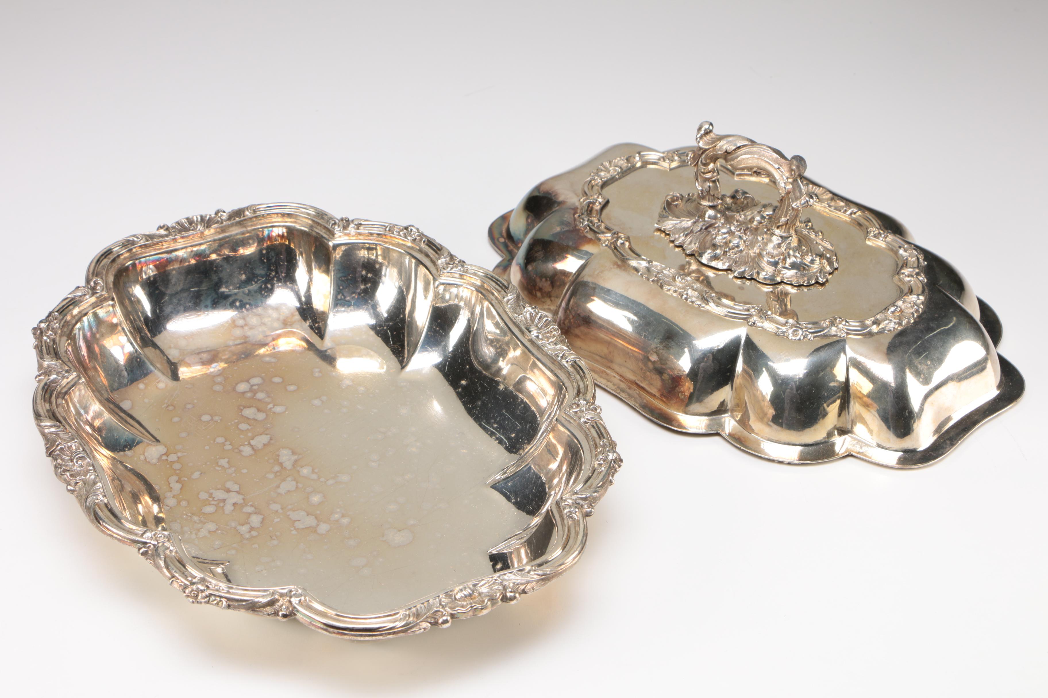 Pair of English Sheffield Silver Plate Tureens