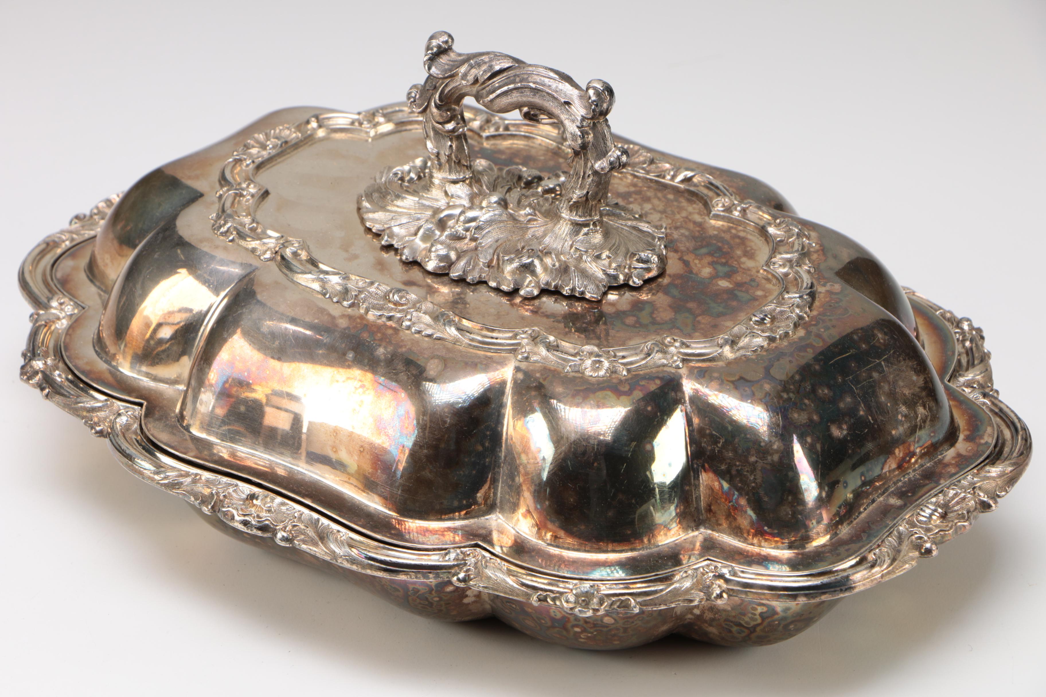 Pair of English Sheffield Silver Plate Tureens