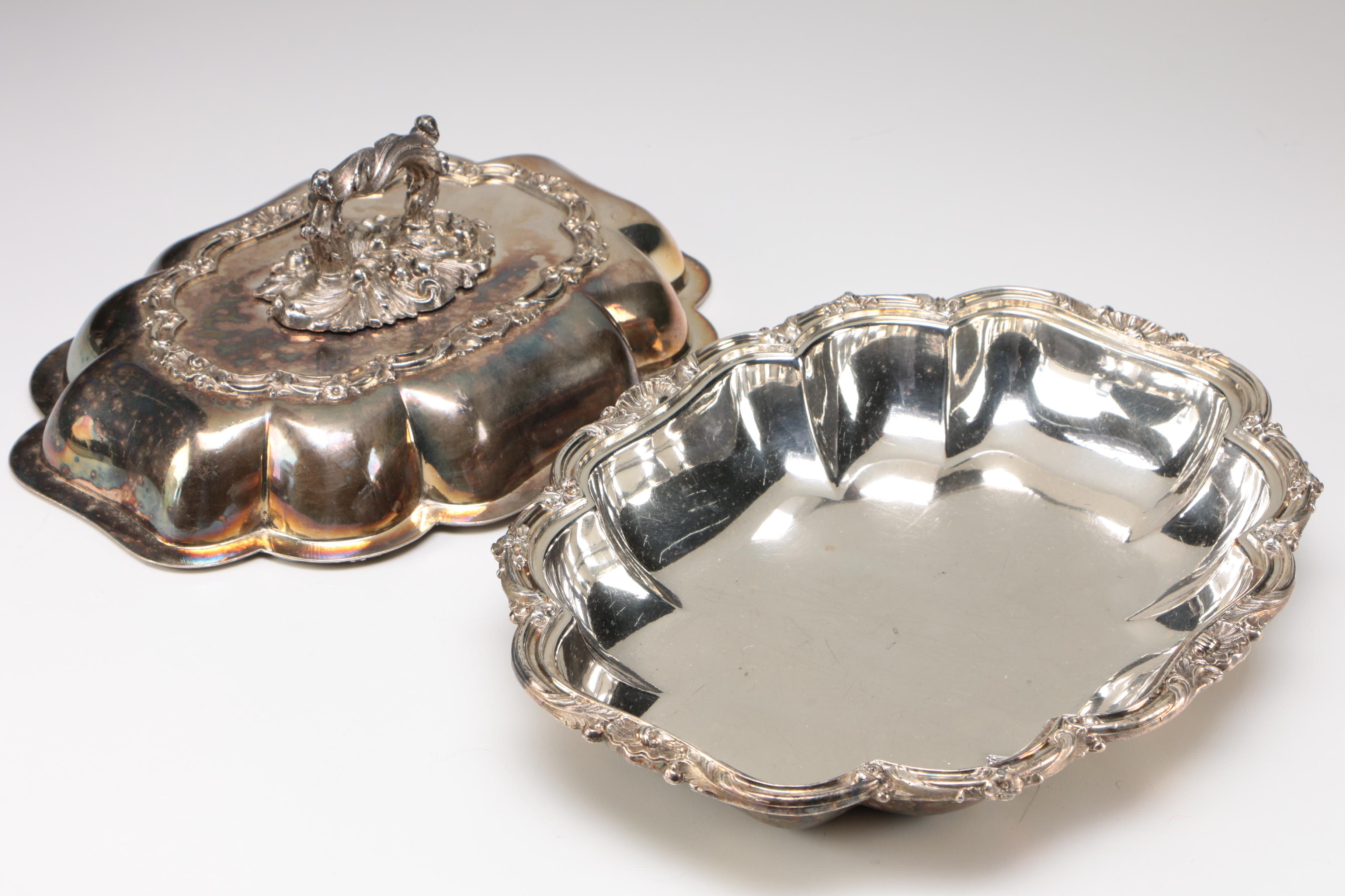 Pair of English Sheffield Silver Plate Tureens