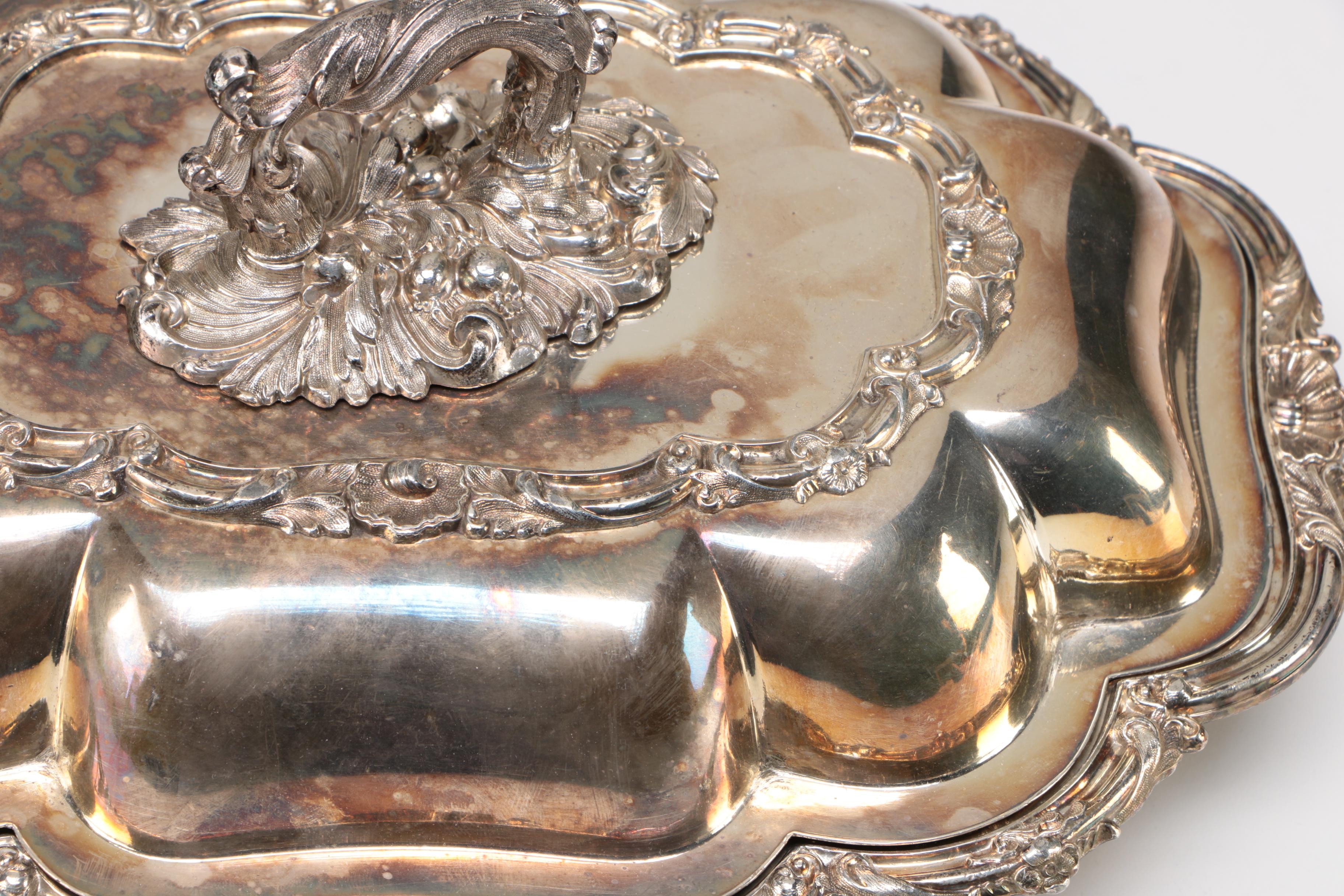 Pair of English Sheffield Silver Plate Tureens
