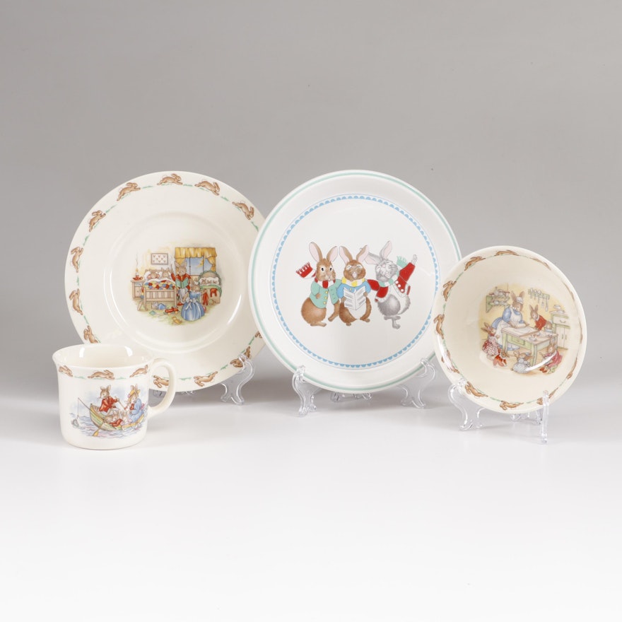 Royal Doulton "Bunnykins" Three-Piece Set and Mikasa Plate