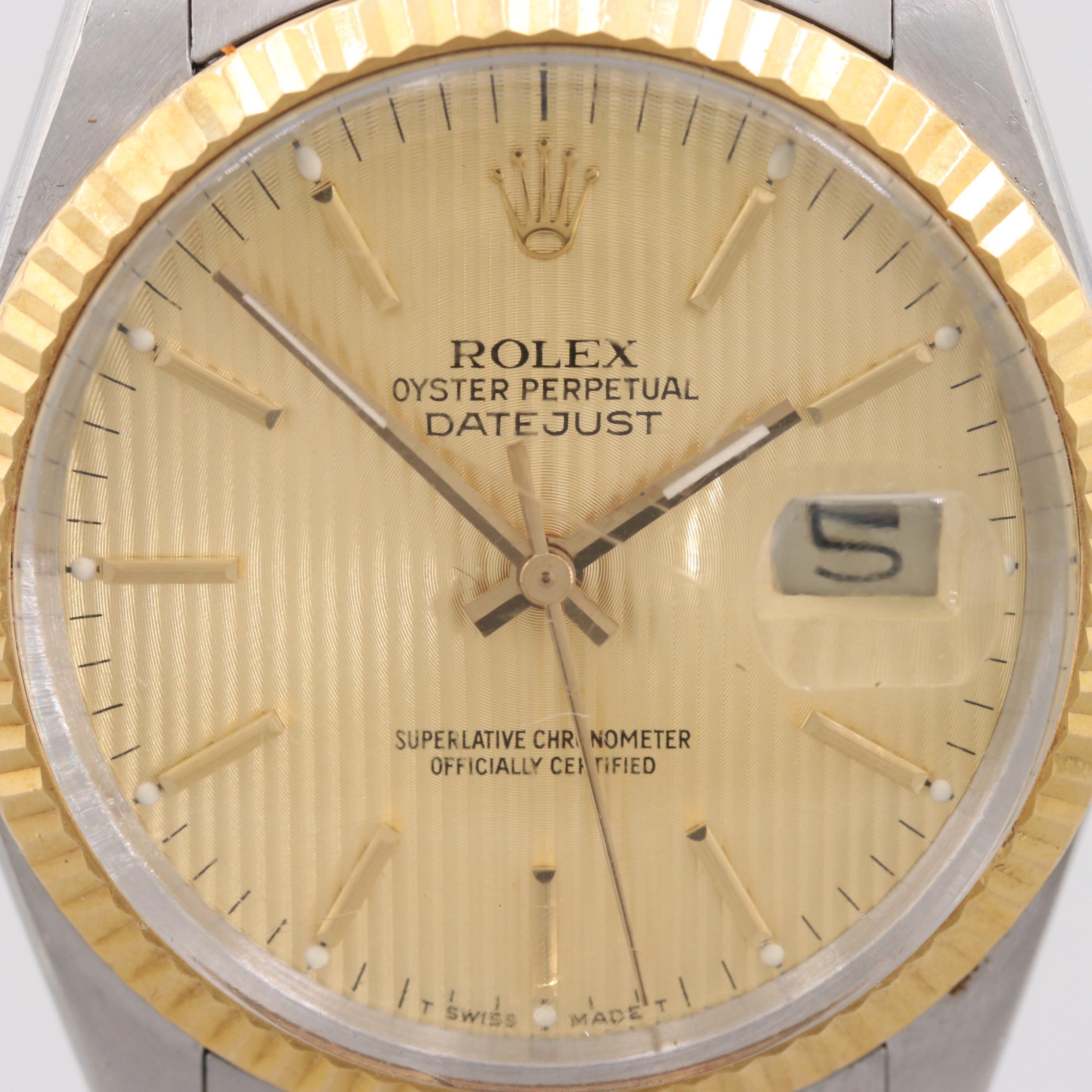 Rolex Datejust Stainless Steel and 18K Yellow Gold Watch, 1987