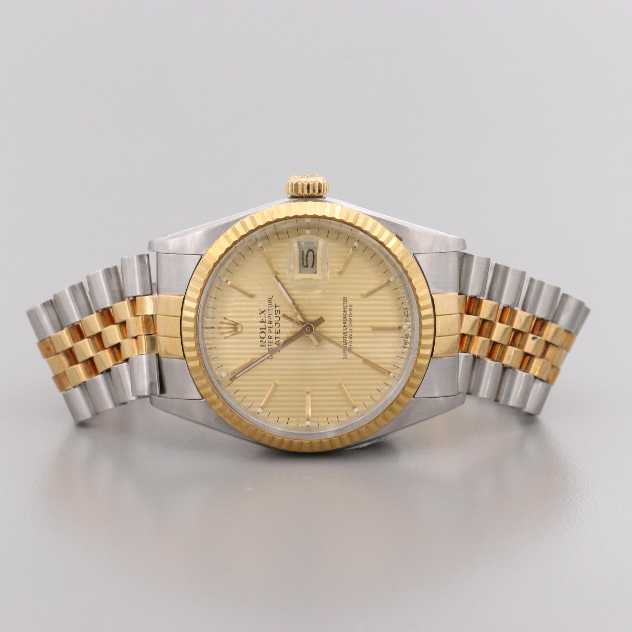 Rolex Datejust Stainless Steel and 18K Yellow Gold Watch, 1987