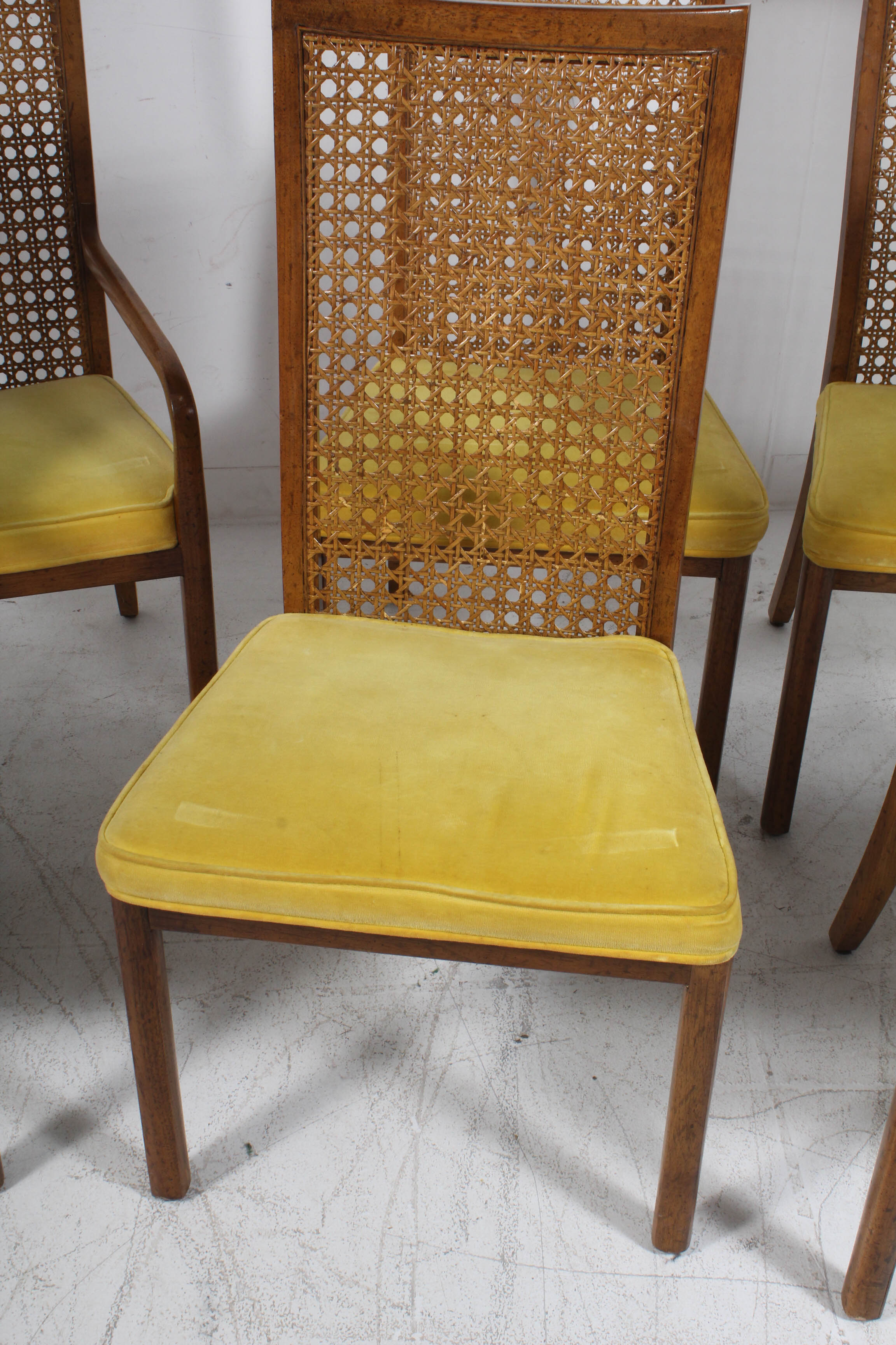 Vintage Cane-Back Oak Dining Chairs, Mid 20th Century
