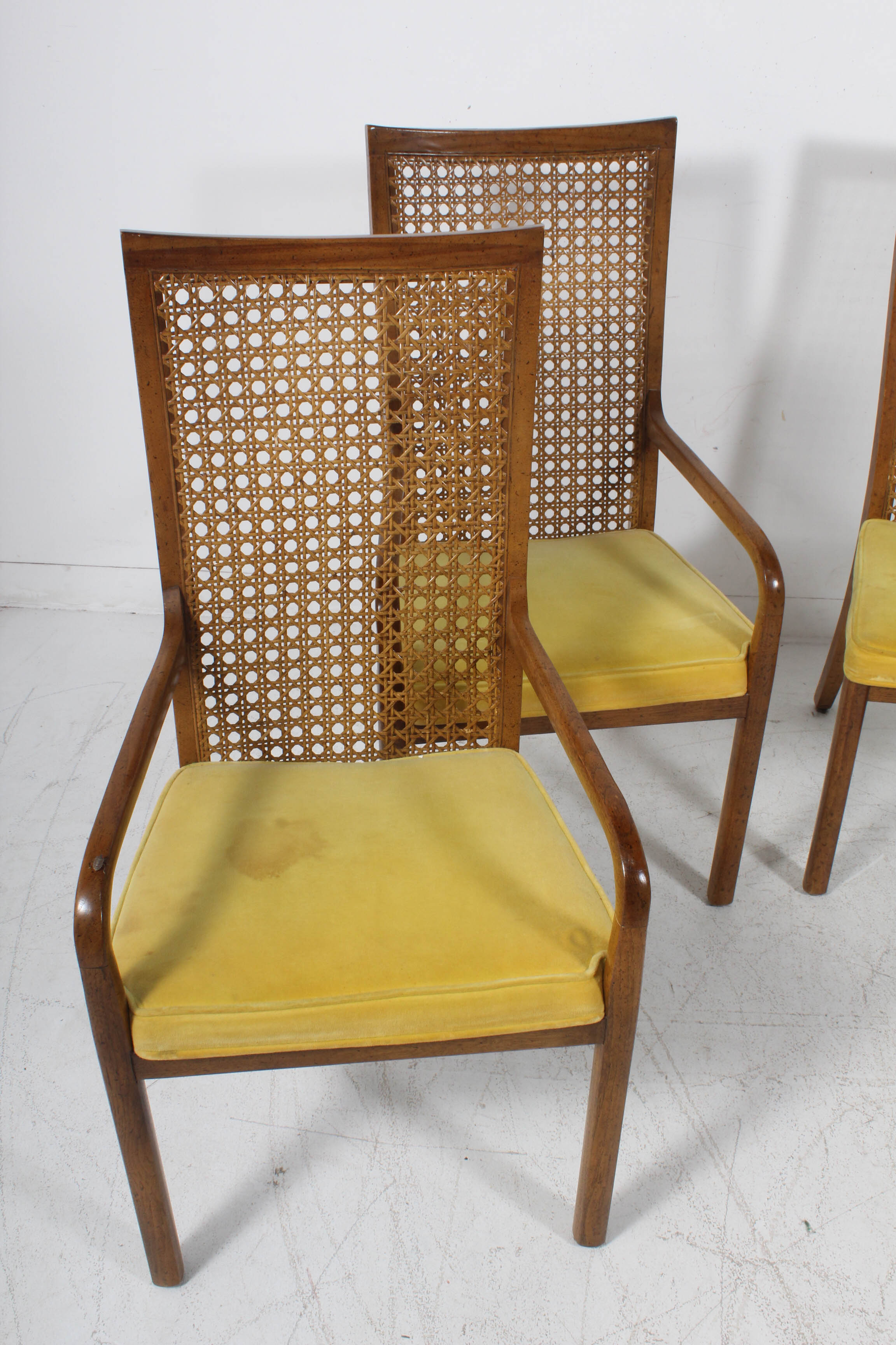 Vintage Cane-Back Oak Dining Chairs, Mid 20th Century