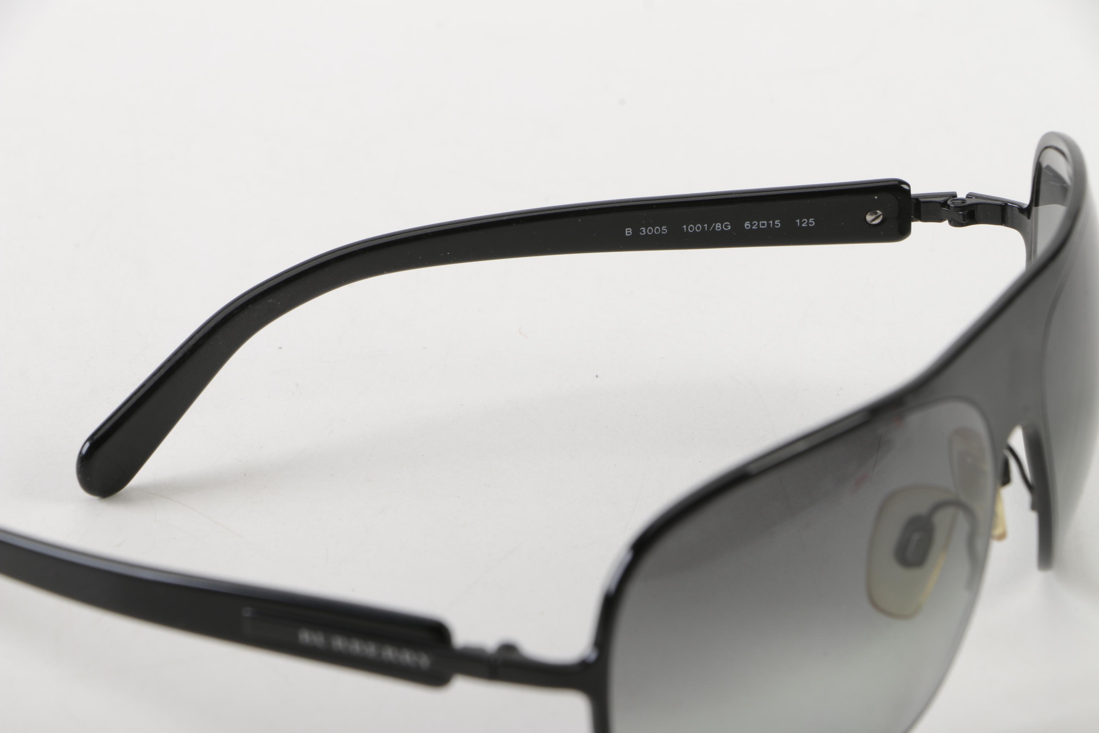 Burberry B3005 Black Aviator Sunglasses with Case, Made in Italy