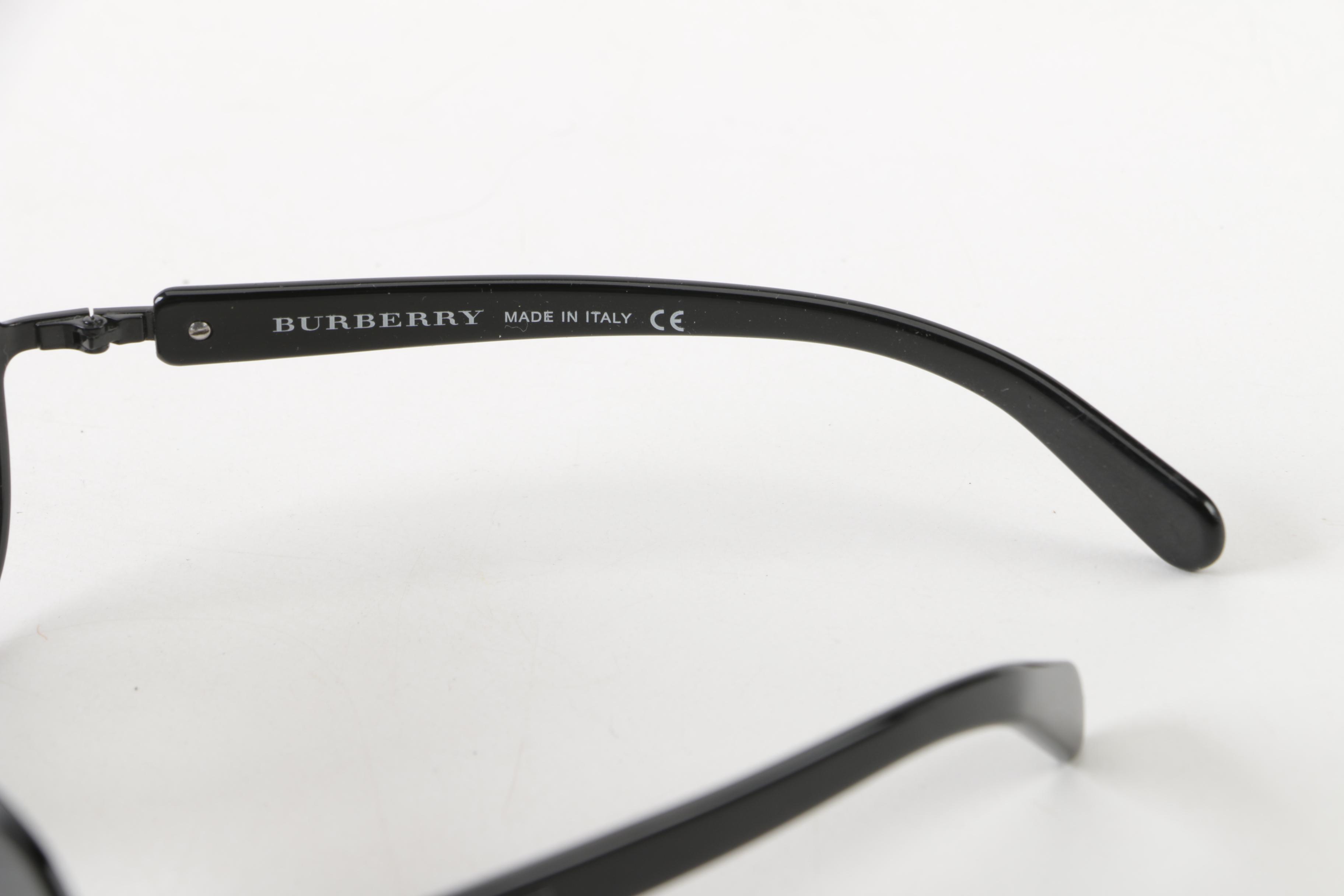 Burberry B3005 Black Aviator Sunglasses with Case, Made in Italy