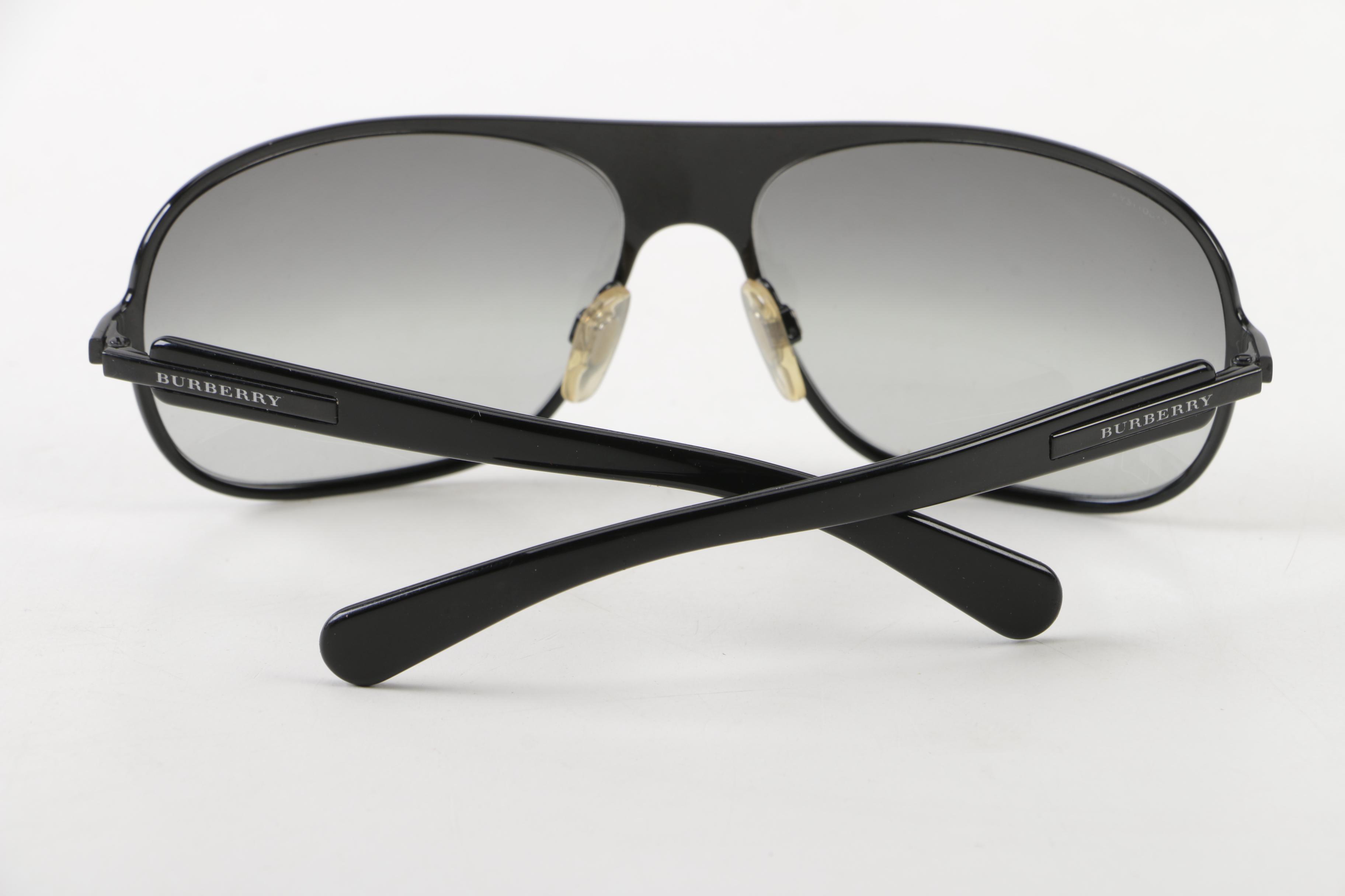 Burberry B3005 Black Aviator Sunglasses with Case, Made in Italy