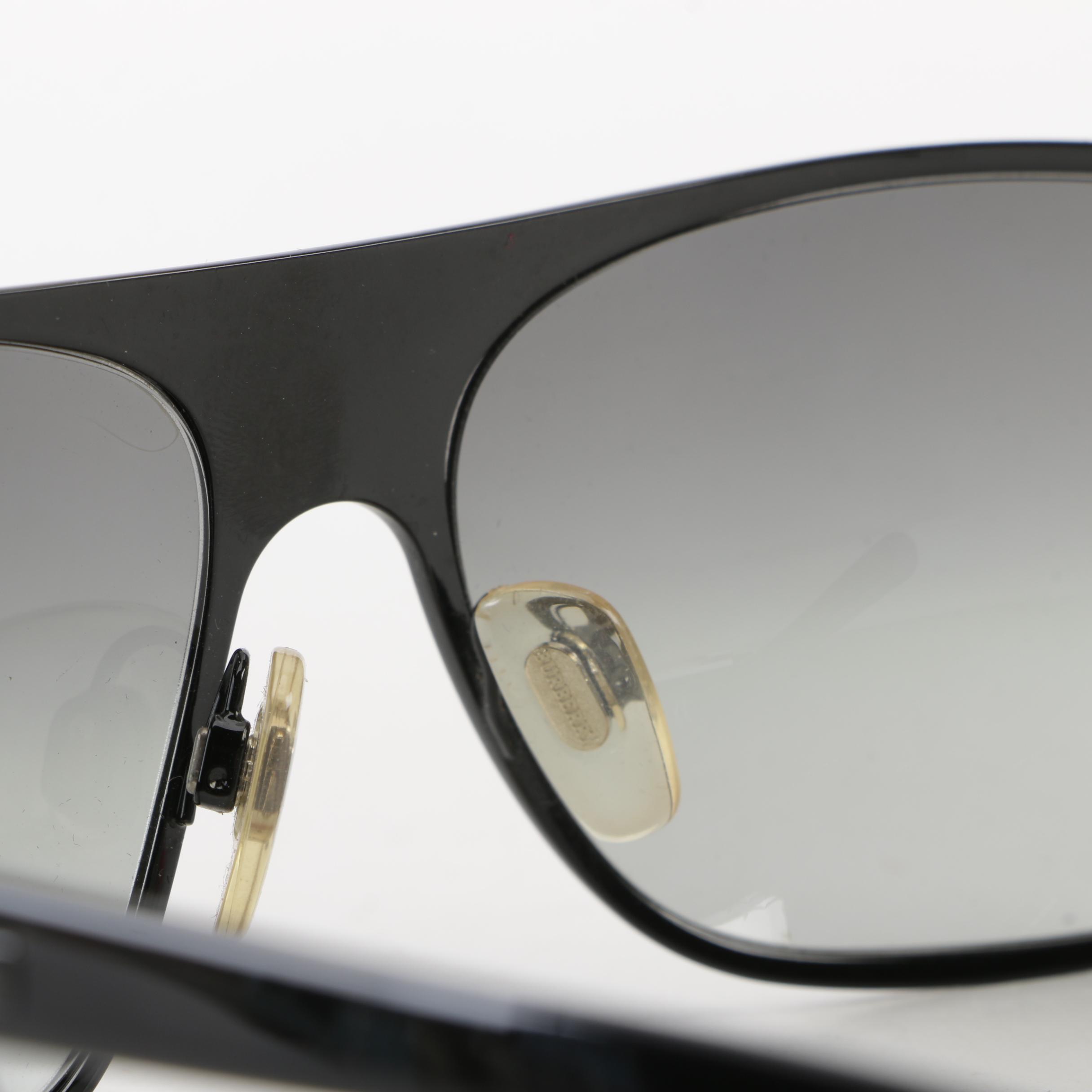 Burberry B3005 Black Aviator Sunglasses with Case, Made in Italy