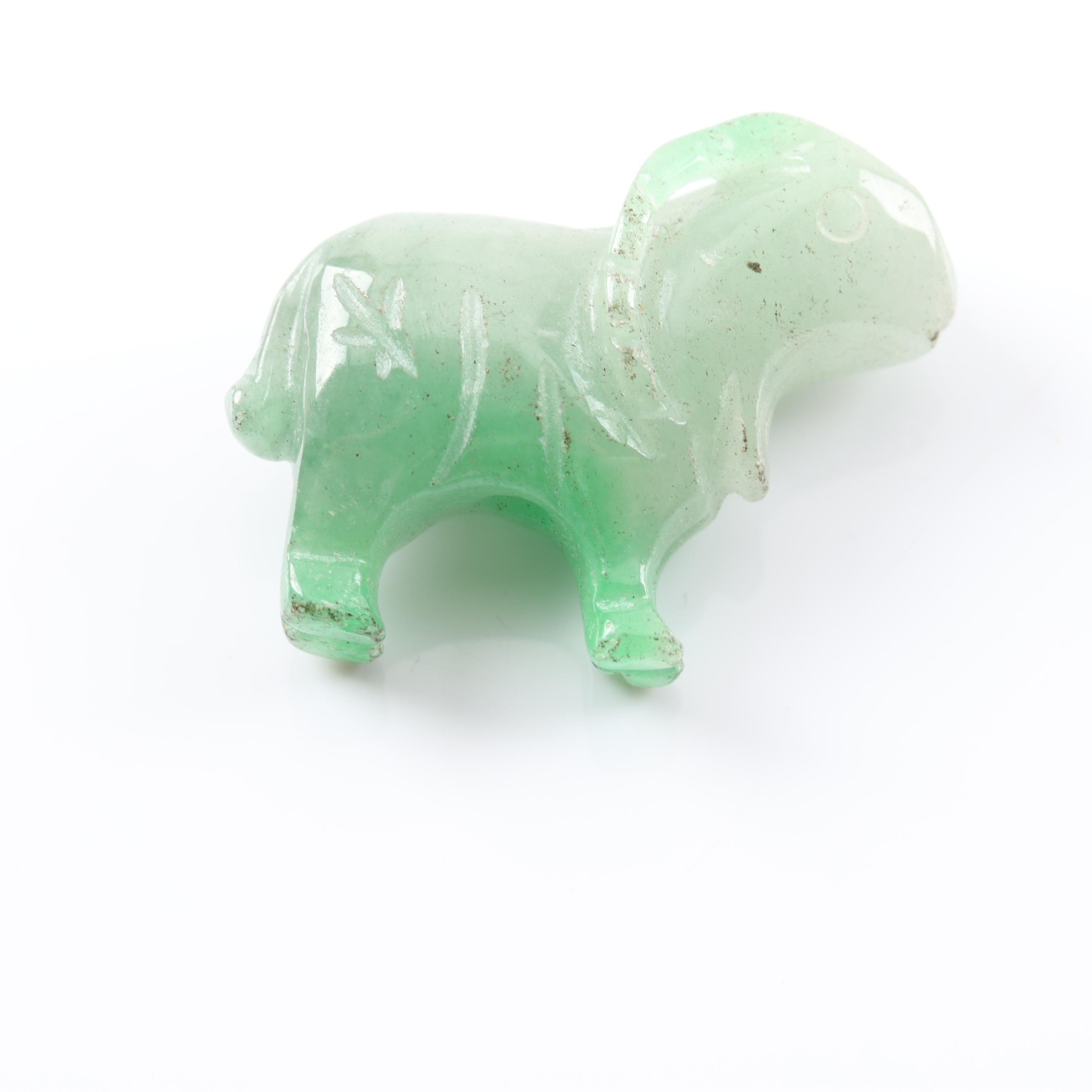 Loose Carved Jadeite Beads and Carved Jadeite Fish Figure