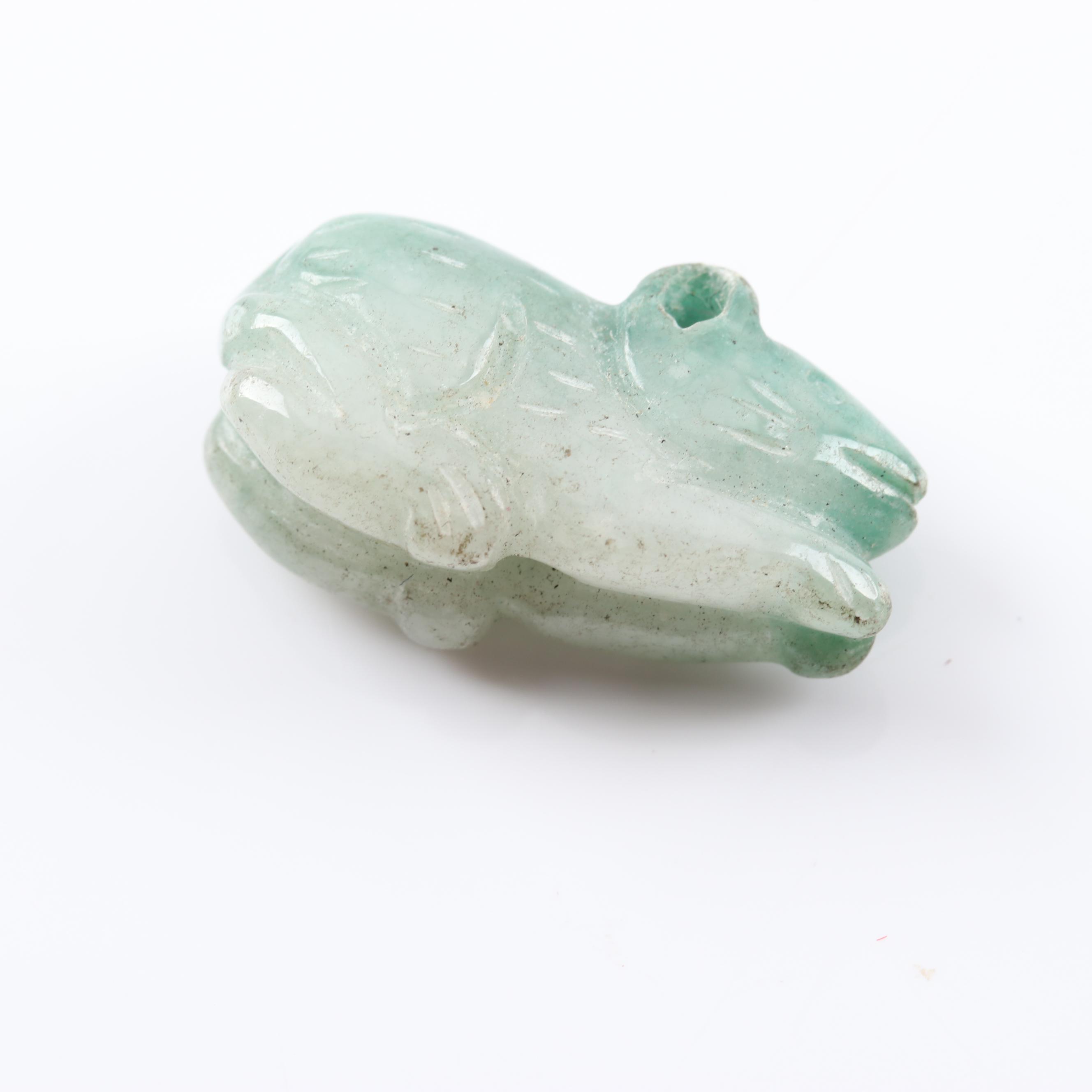 Loose Carved Jadeite Beads and Carved Jadeite Fish Figure