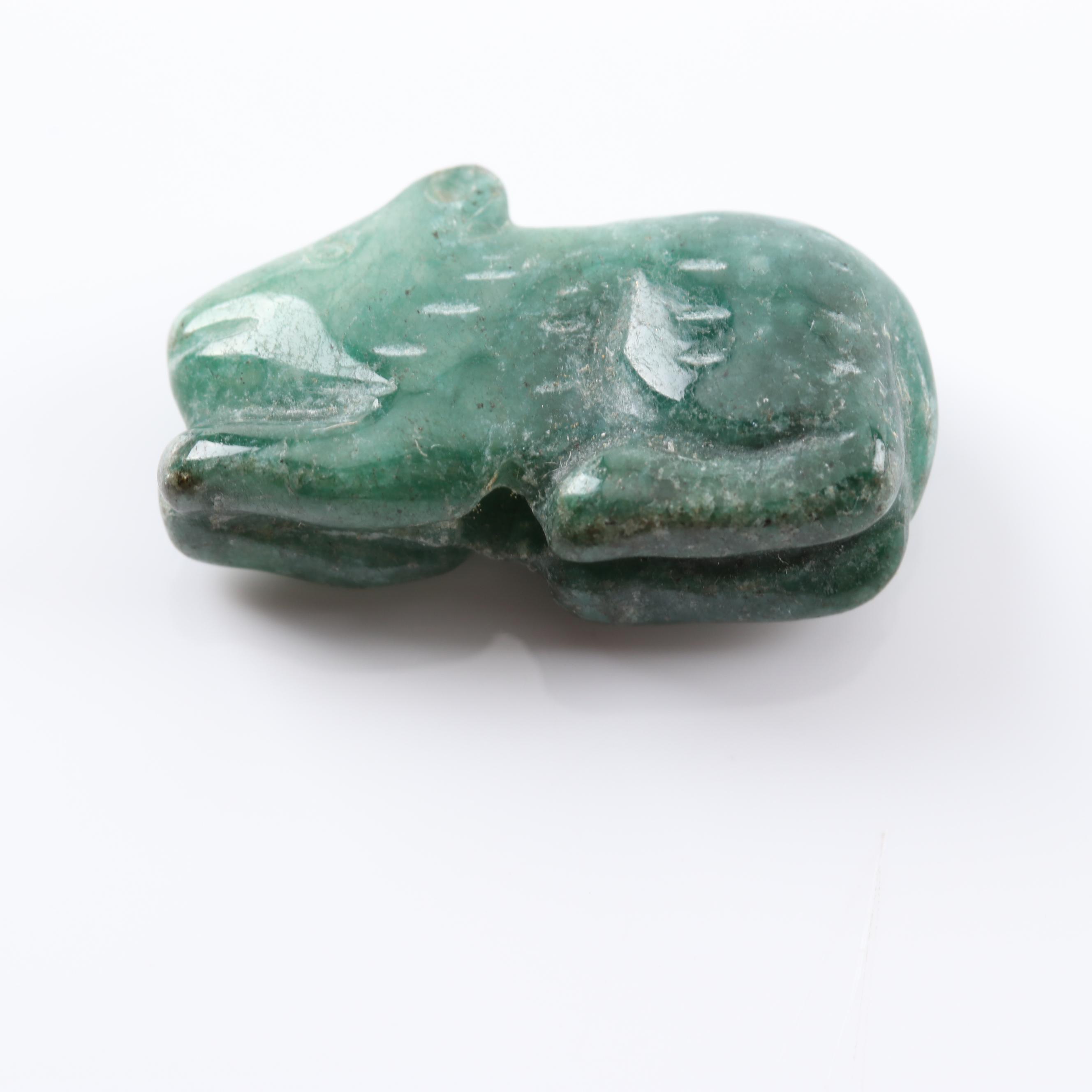 Loose Carved Jadeite Beads and Carved Jadeite Fish Figure