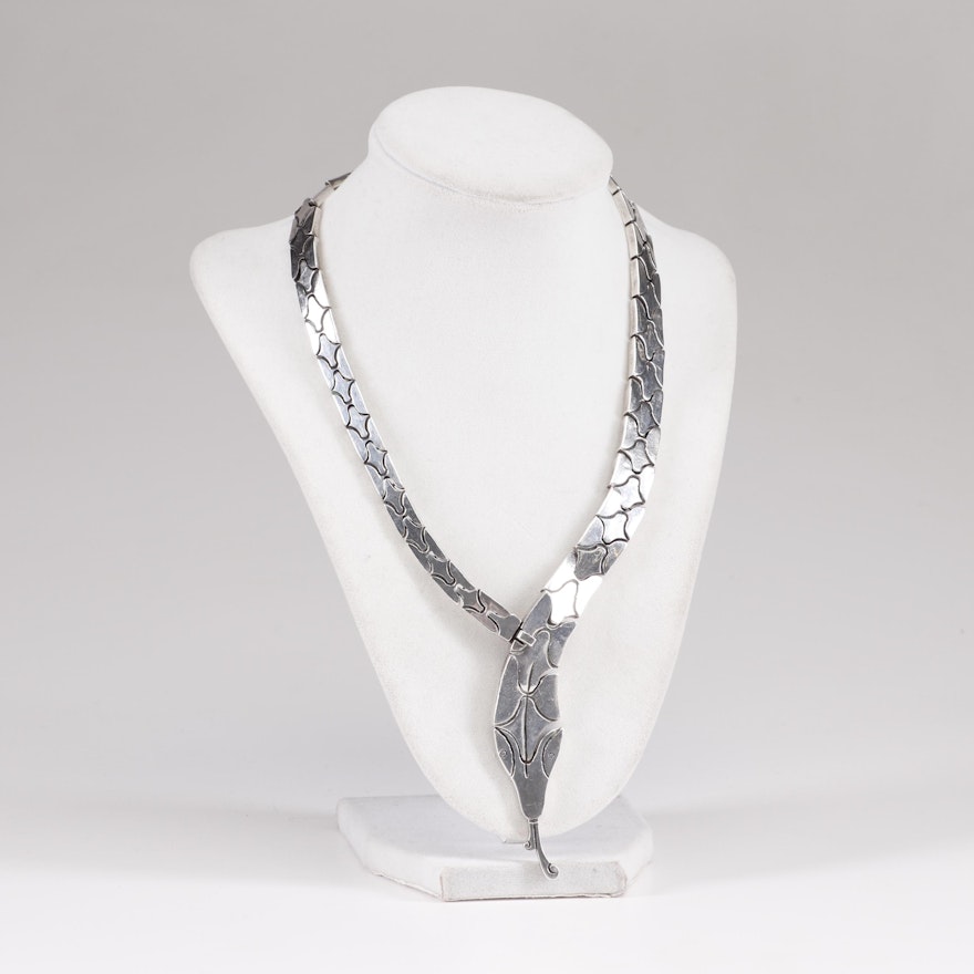 Mexican Sterling Silver Snake Form Necklace