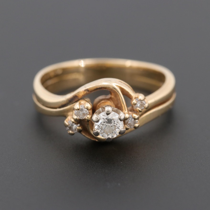 14K Yellow Gold Diamond Wedding Ring Set