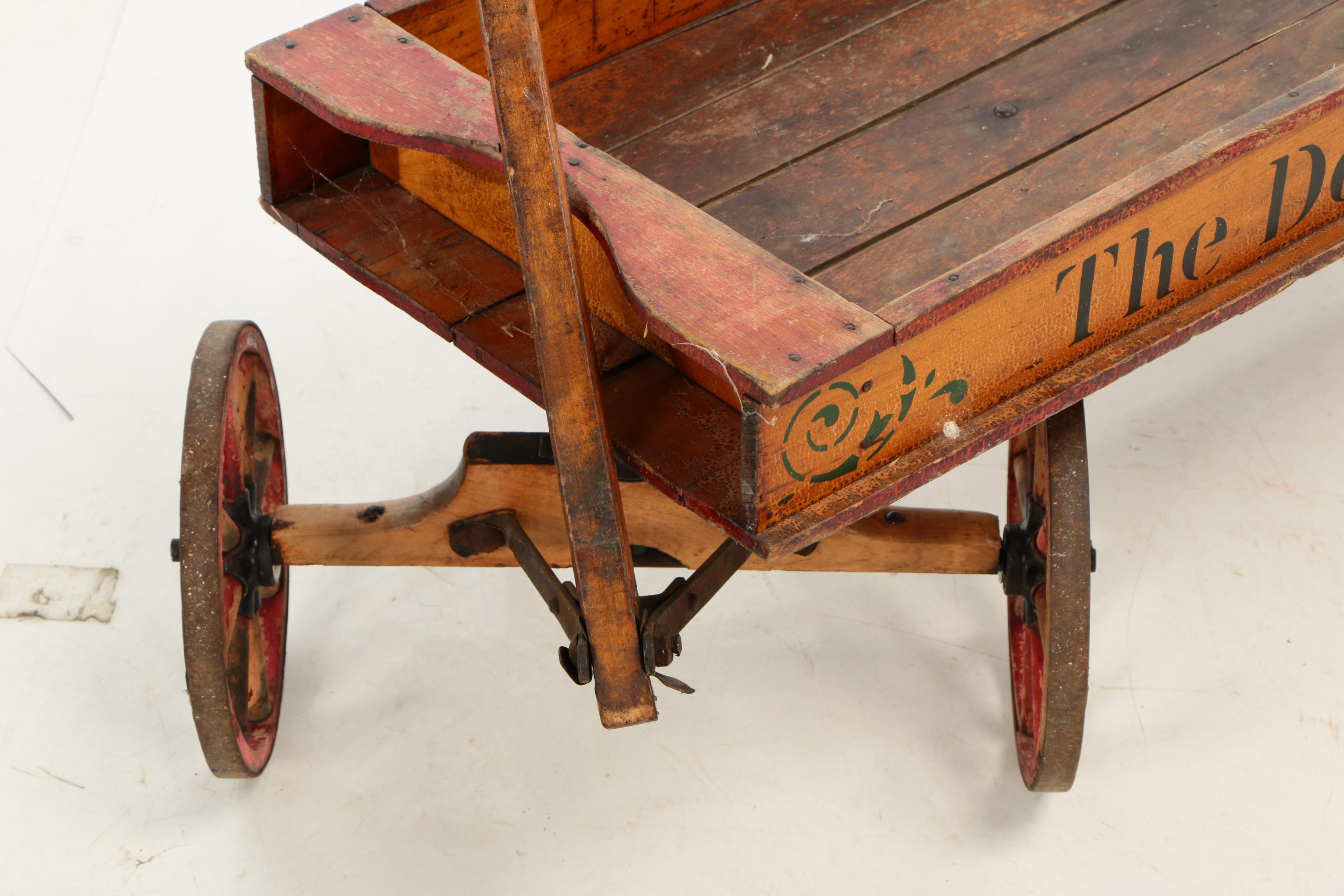 "The Detroit News" Painted Pine Paper Delivery Wagon, 1930s