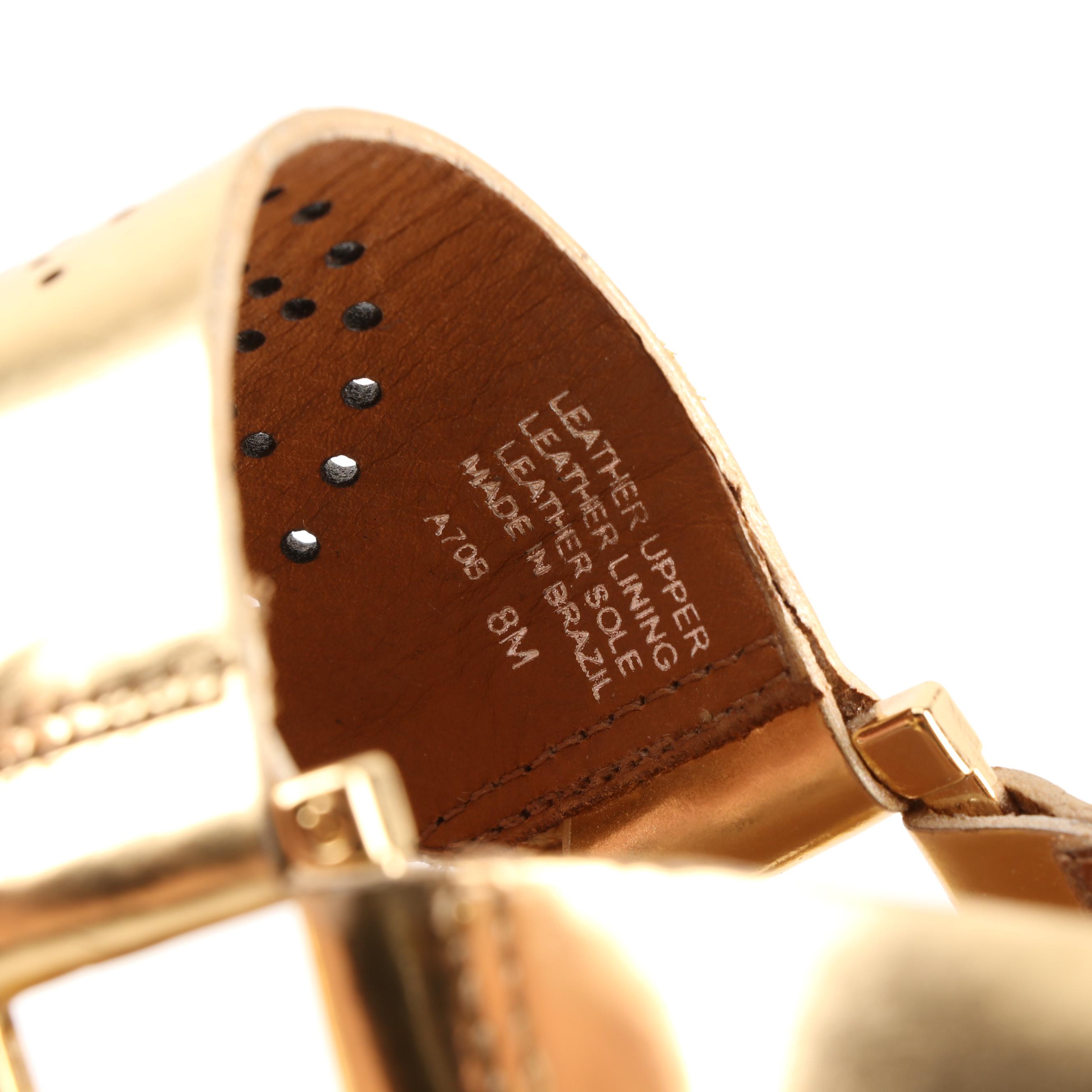 Women's Tory Burch Metallic Gold Leather Cork Wedge Sandals