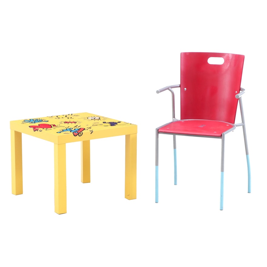 Modern Chair and Keith Haring Inspired IKEA Side Table