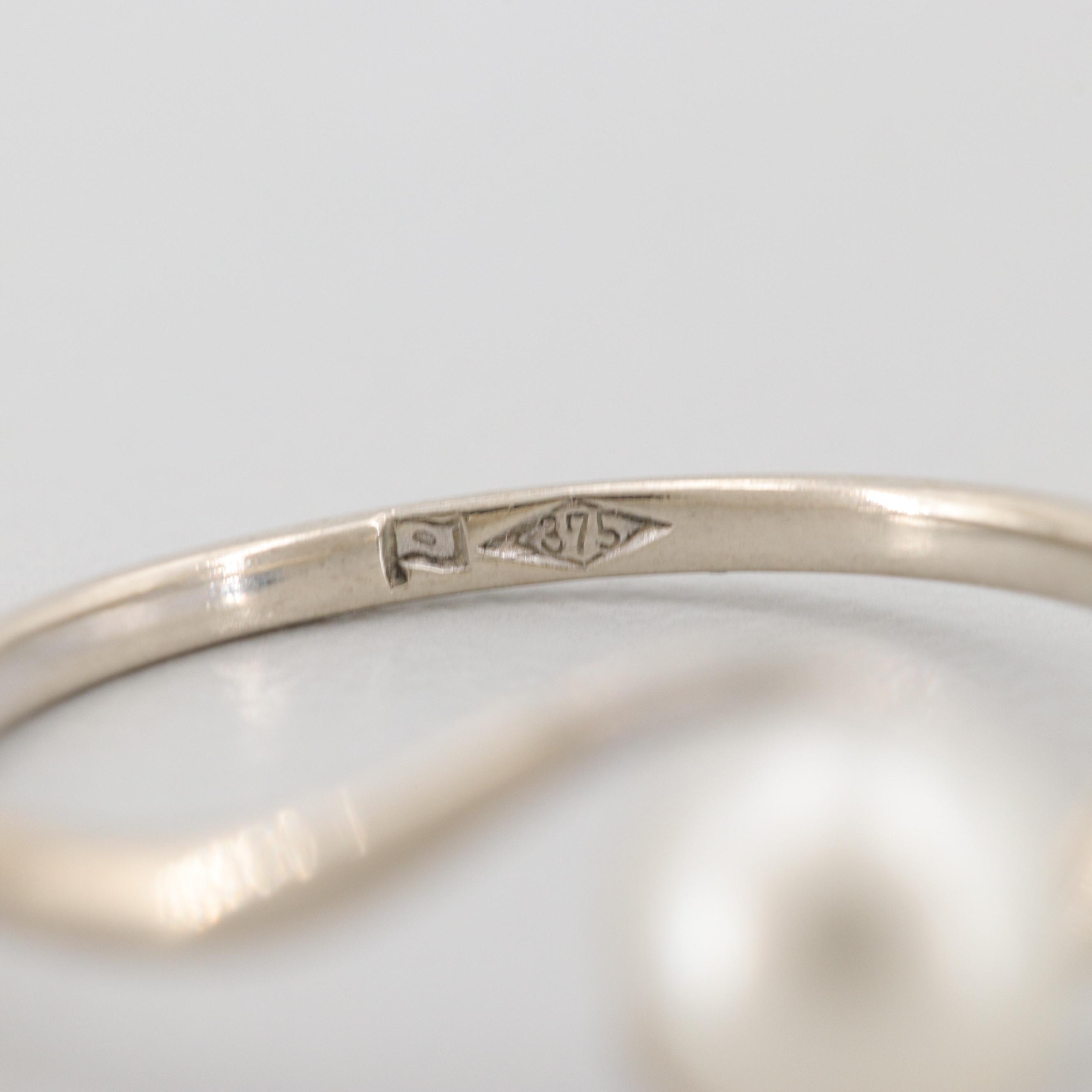 Mikimoto Vintage 9K White Gold Cultured Pearl Ring