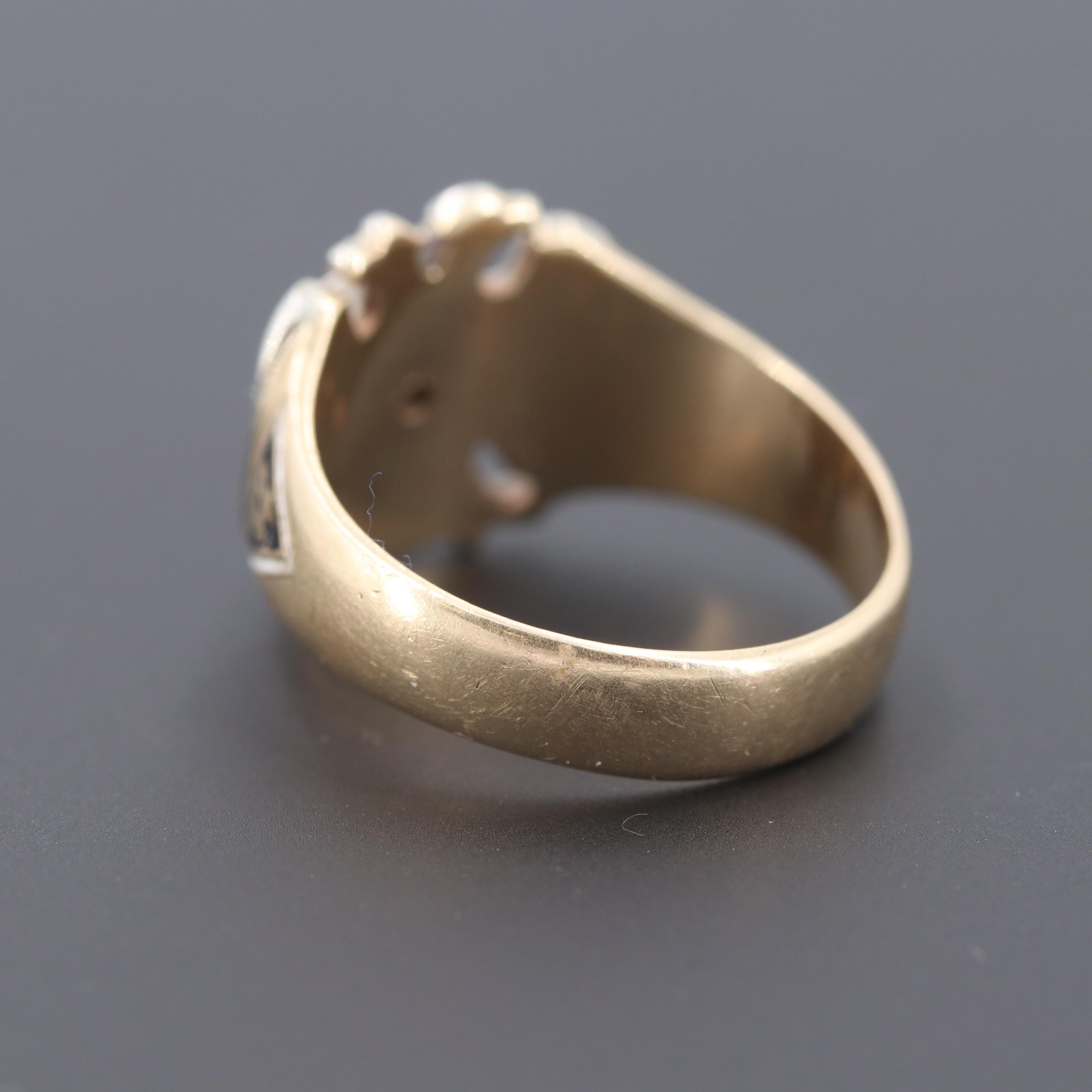 14K Gold Diamond Double Headed Eagle 32nd Degree Scottish Rite Masonic Ring