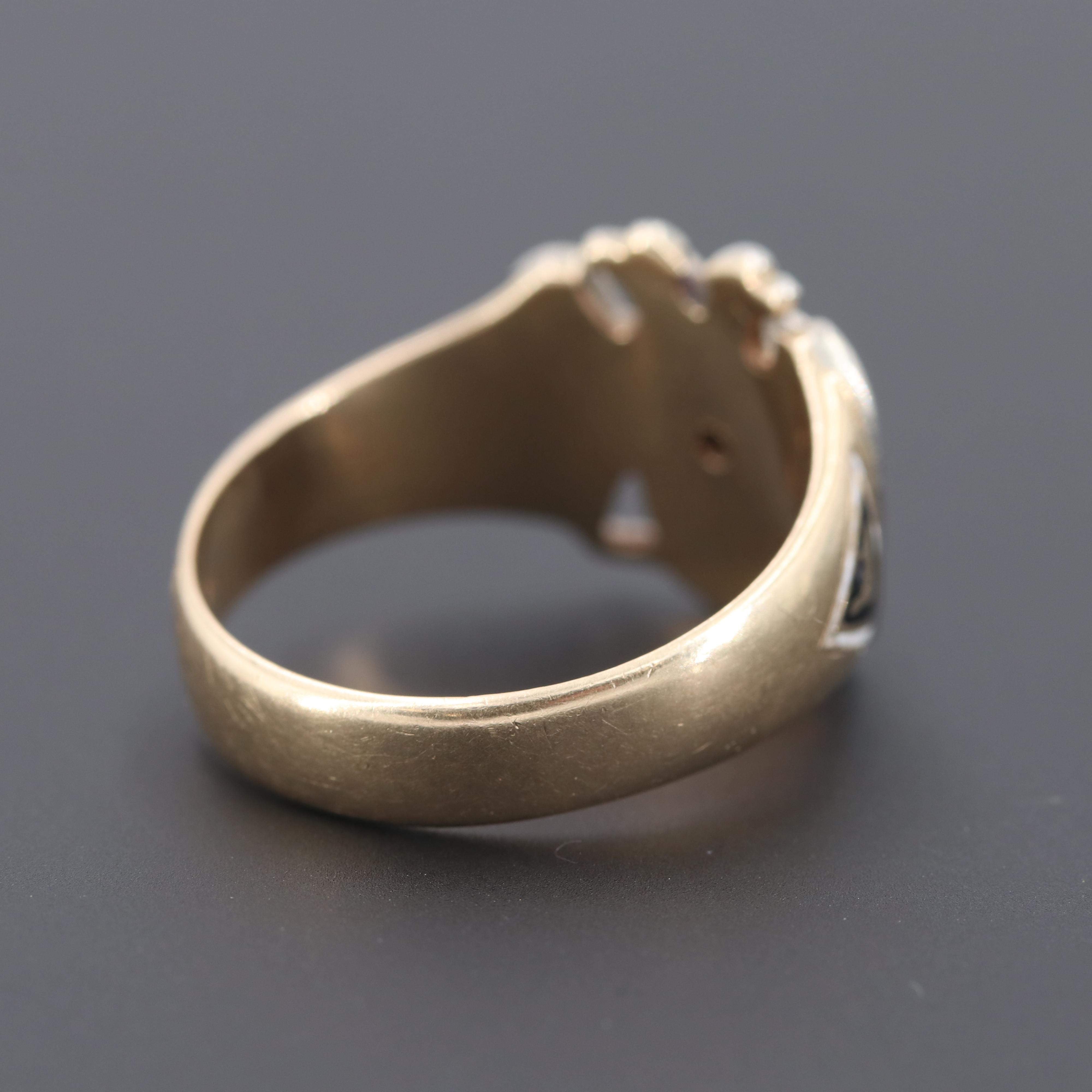 14K Gold Diamond Double Headed Eagle 32nd Degree Scottish Rite Masonic Ring