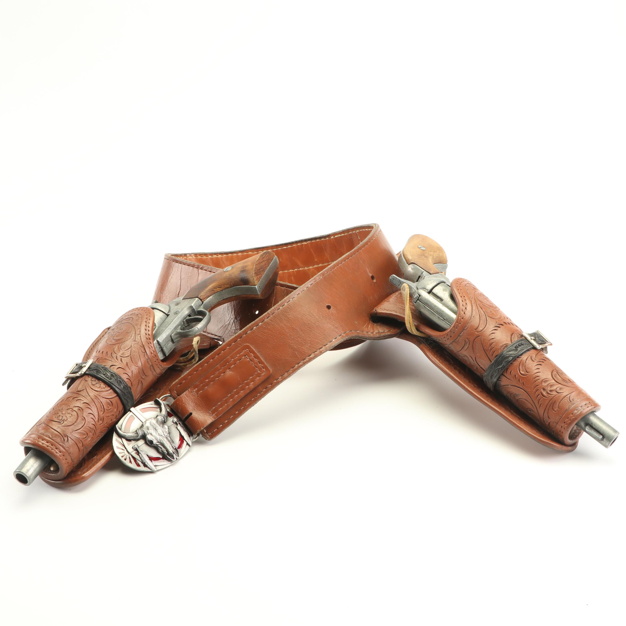 Tony Lama Boots, Stetson Hat, and Replica Guns in Holster with Remington Print