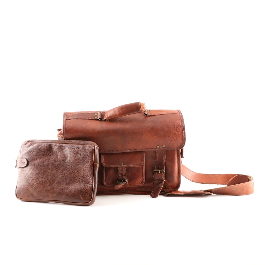 Moore & Giles Brown Leather Laptop Case with Brown Leather Messenger Bag