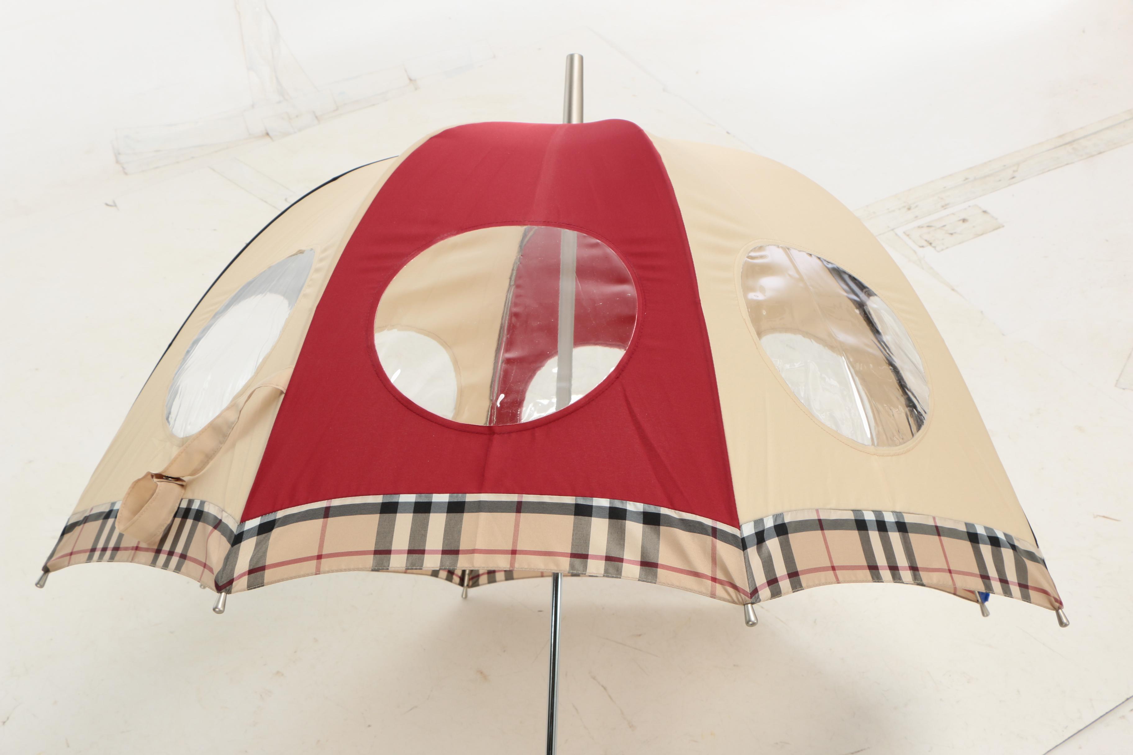 Burberry London Dome Umbrella with Vinyl Porthole Windows