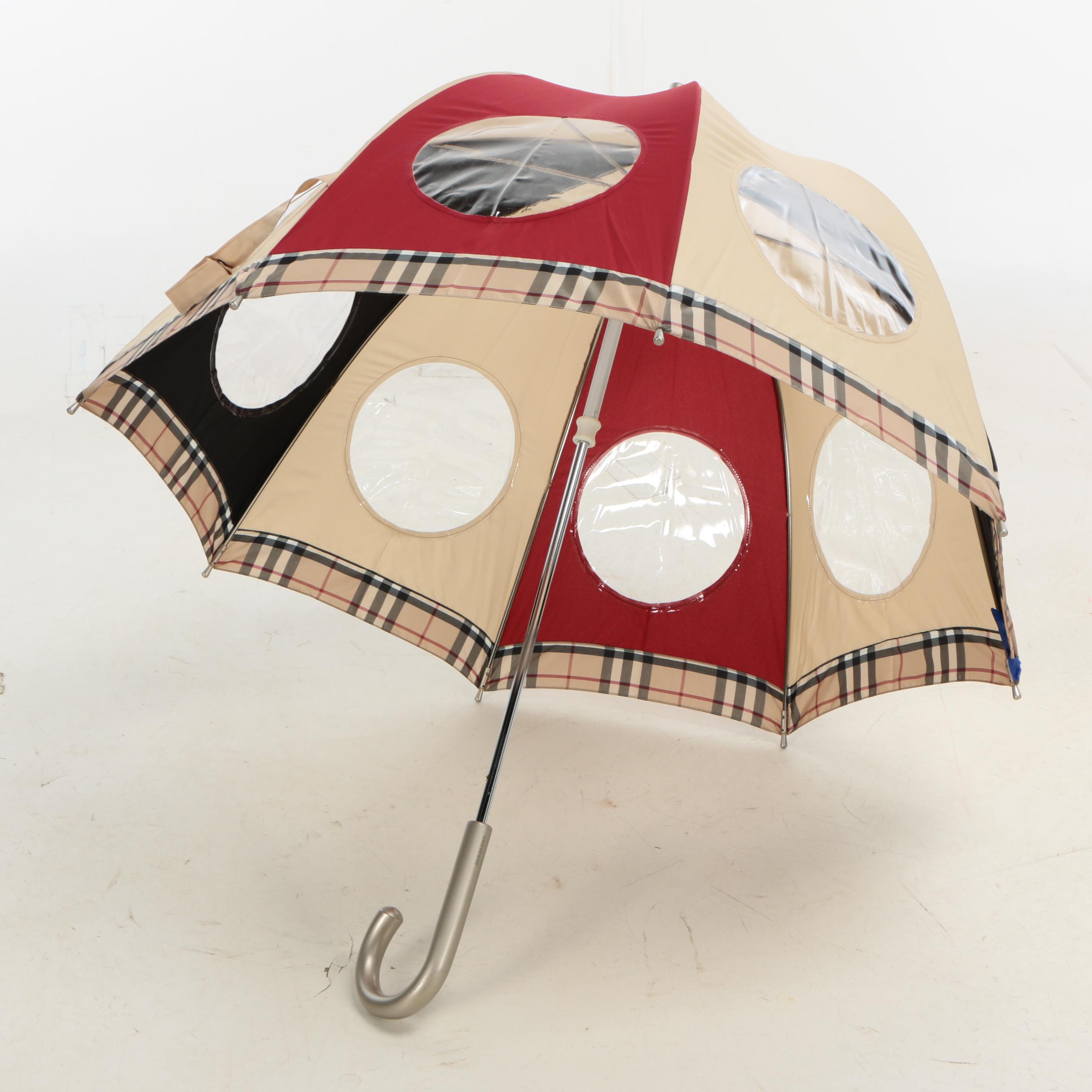 Burberry London Dome Umbrella with Vinyl Porthole Windows