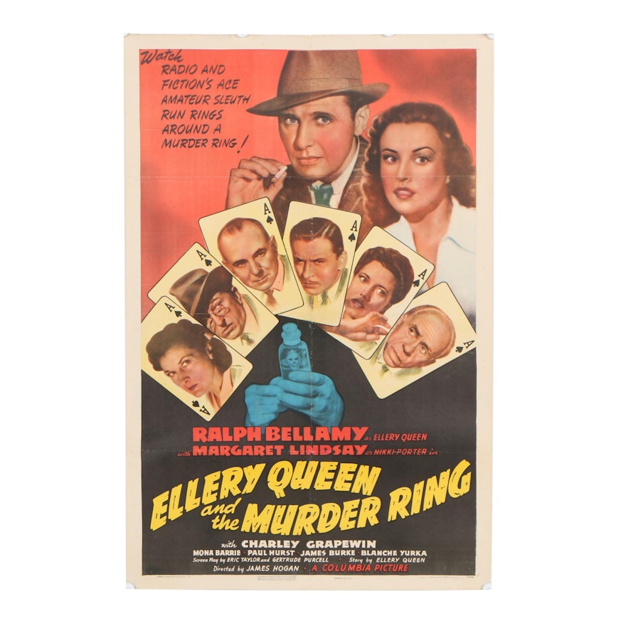 "Ellery Queen and the Murder Ring" Theatrical One Sheet Poster, 1941