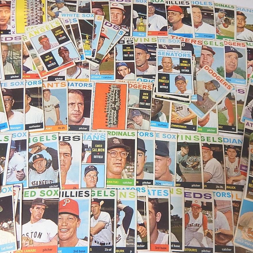 1964 Topps Baseball Card Lot with Stars, Rookies, Team Cards - Piniella Rookie