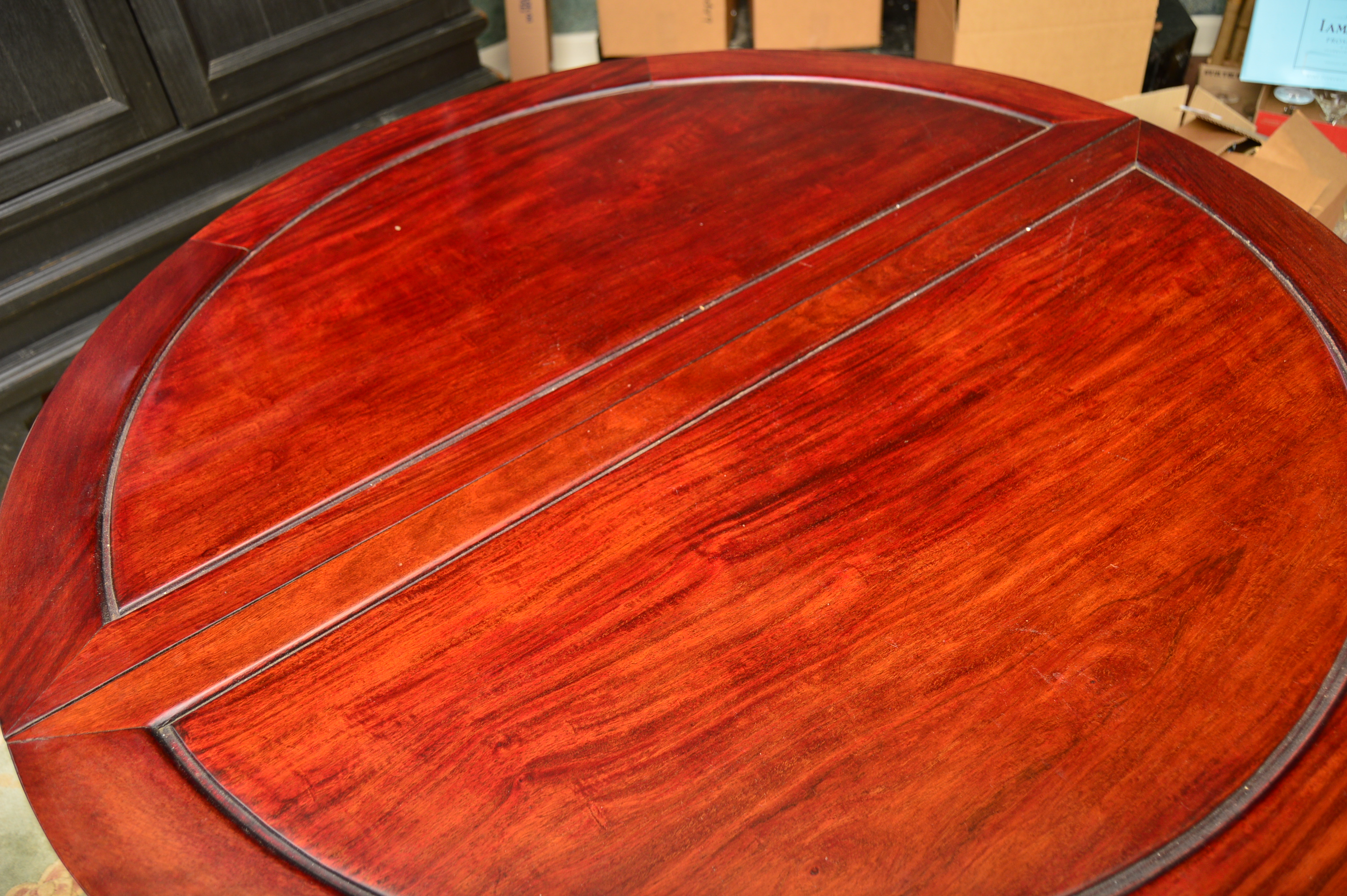 Chinese Round Dining Table with Dragon-Carved Pierced Apron