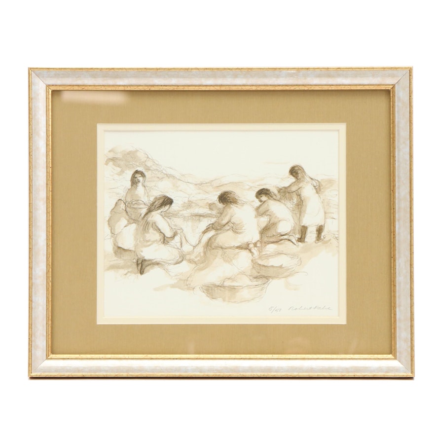 Robert Fabe Limited Edition Offset Lithograph "Washing Day"