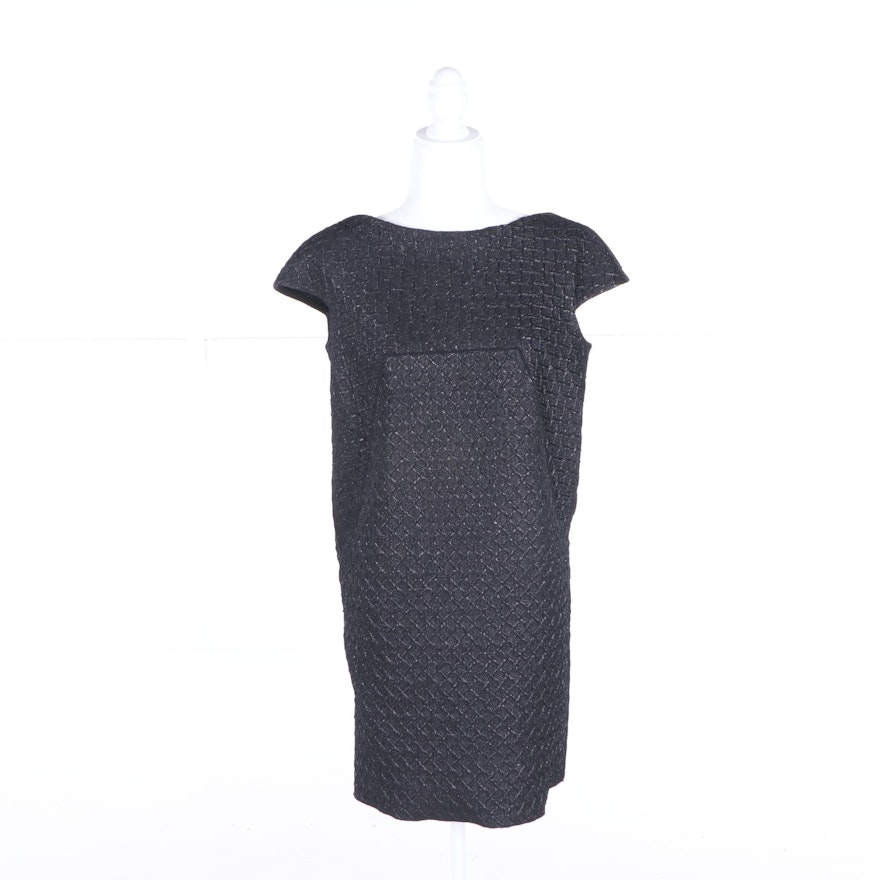 Dolce and Gabbana Textured Black Shift Dress, Made in Italy