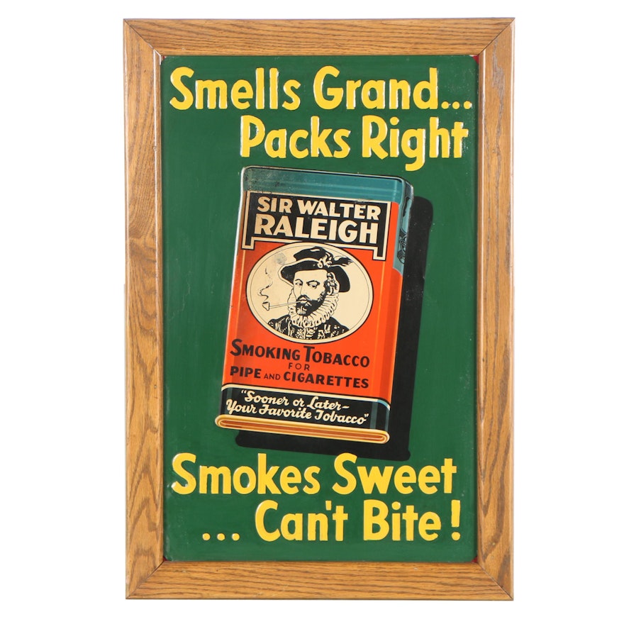 Tin Sign for Sir Walter Raleigh Smoking Tobacco, Mid 20th Century