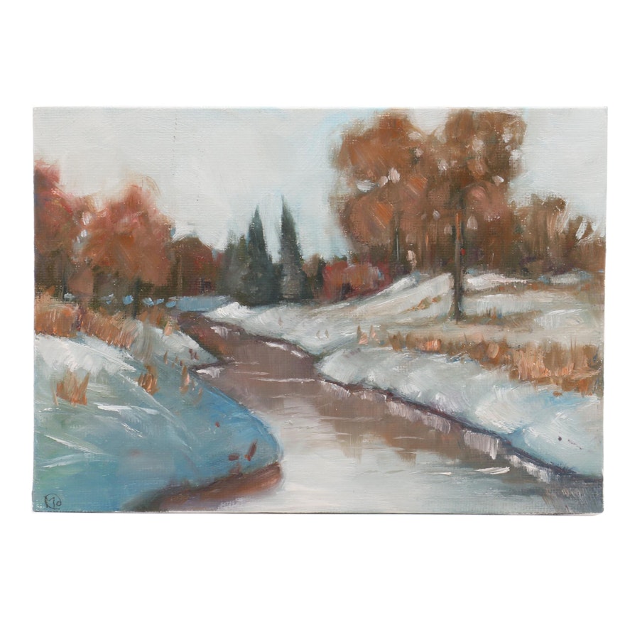 Maureen Hanson Winter Landscape Oil Painting