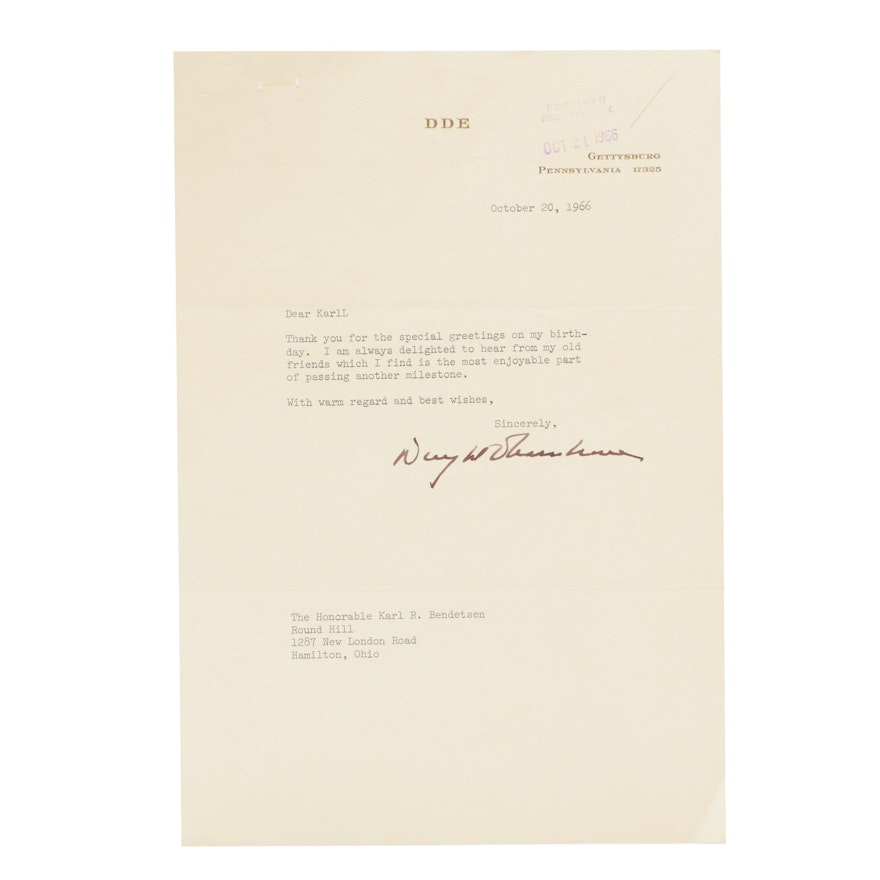 Dwight D. Eisenhower Signed Letter  Visual COA