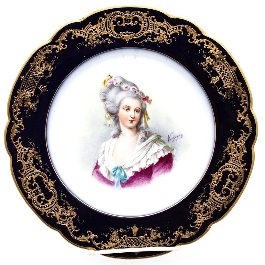 Sevres Chateau Des Tuileries Hand-Painted Portrait Plate