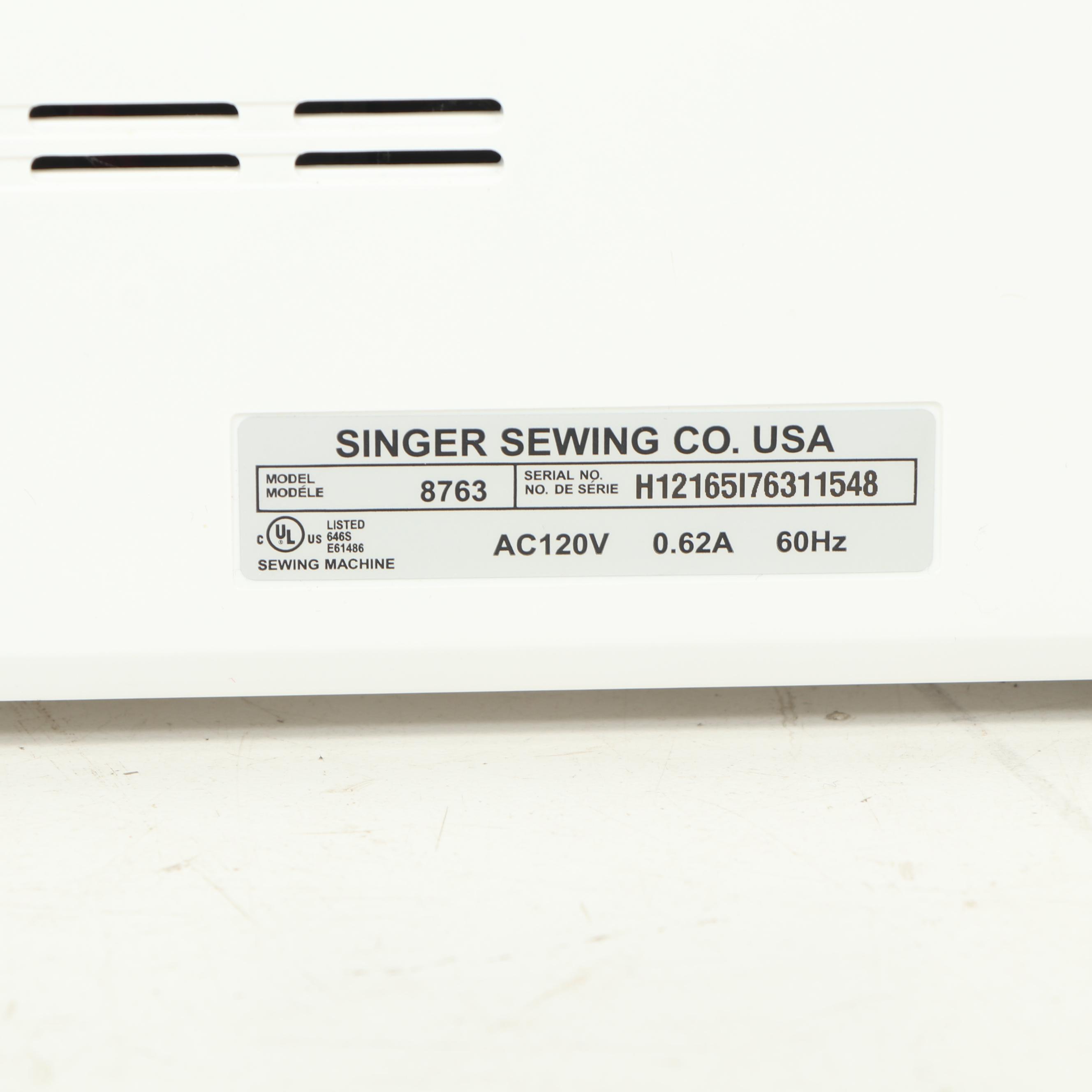 Singer "Curvy 8763" Computerized Sewing Machine